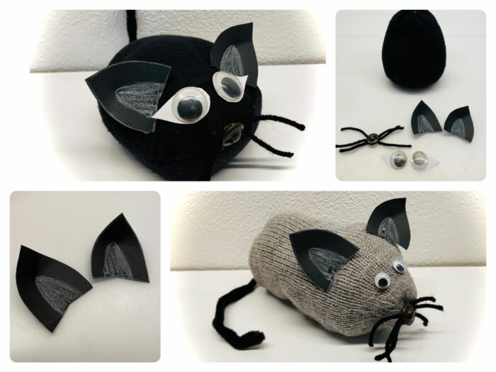 Titelbild zur Bastel- und DIY-Idee für Kinder '(955) Katze und Maus aus Socken basteln'
