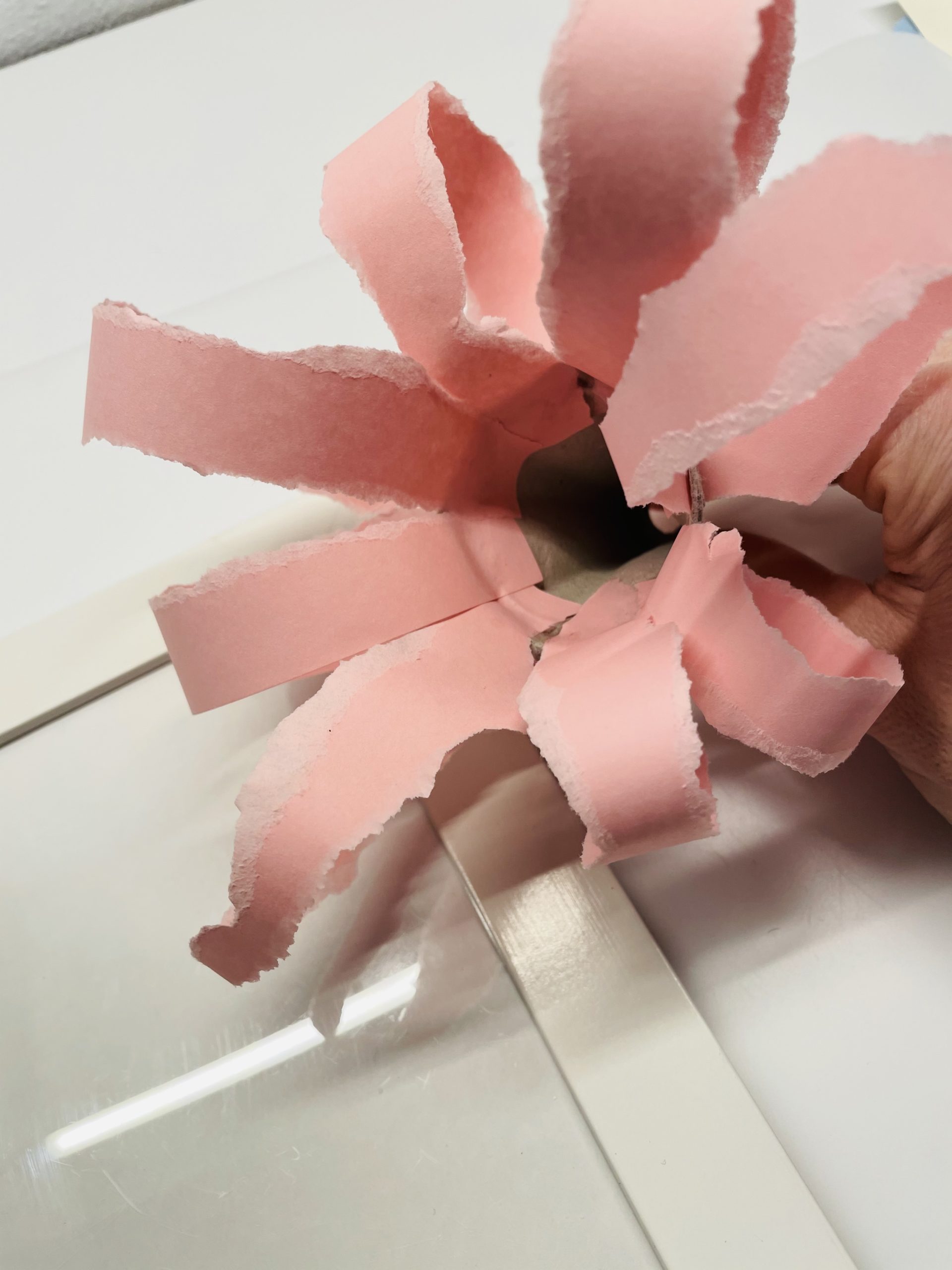 Bild zum Schritt 3 für die Kinder-Beschäftigung: 'Steckt jedoch das Papiertaschentuch noch nicht in den Blütenkelch.'