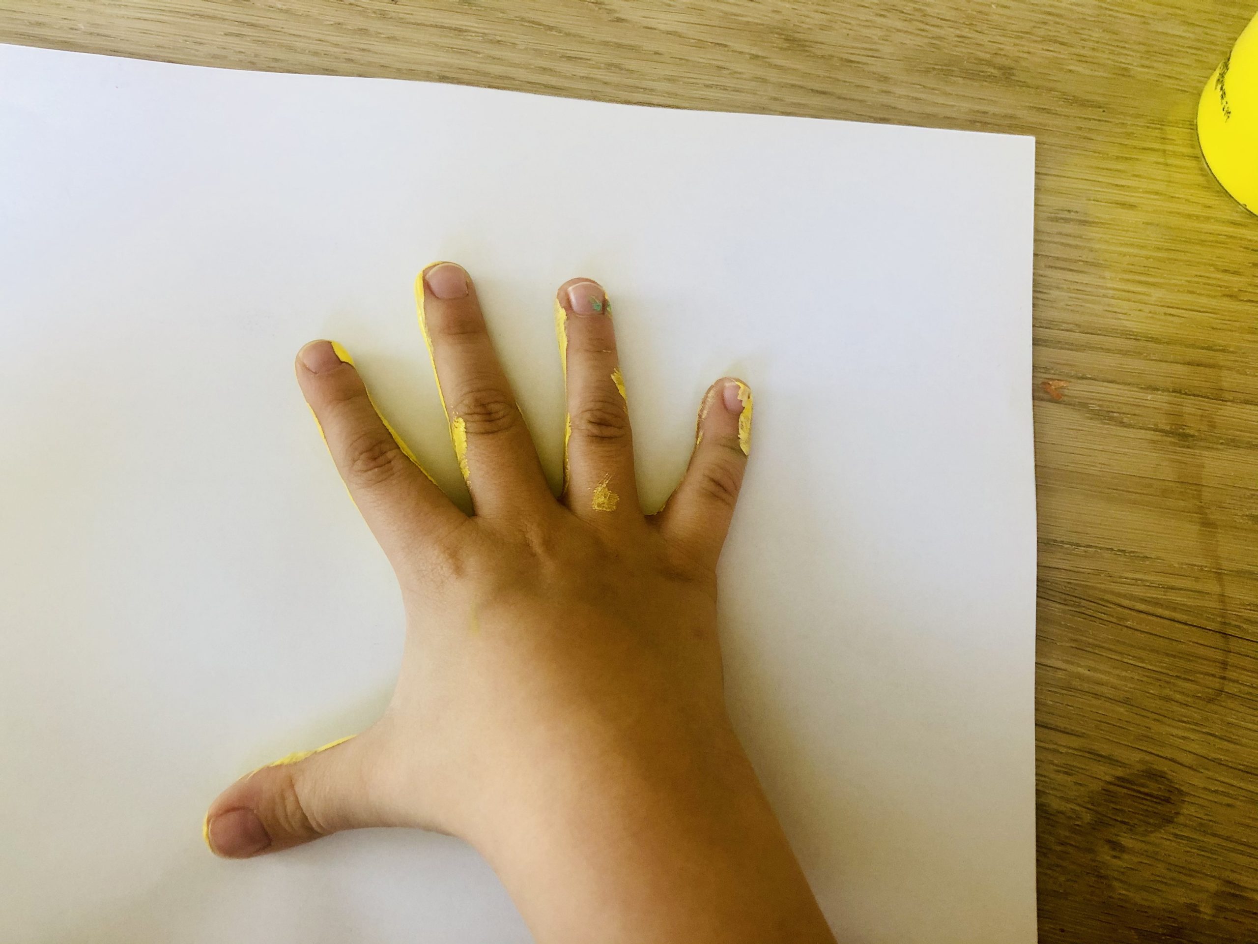Bild zum Schritt 12 für das Bastel- und DIY-Abenteuer für Kinder: 'Anschließend drückt ihr die Hand auf ein Papier.  ...'