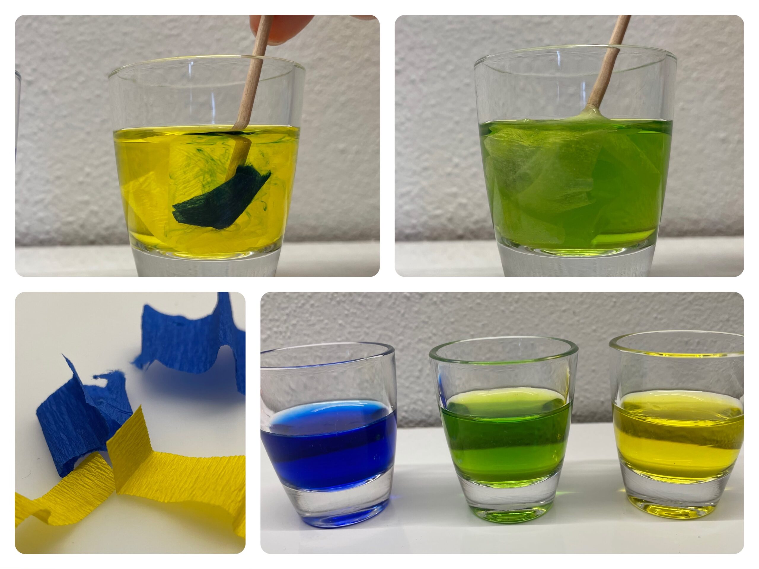 Bild zum Schritt 33 für das Bastel- und DIY-Abenteuer für Kinder: 'Mischfarben herstellen - wie GRÜN entsteht.  Wasser...'