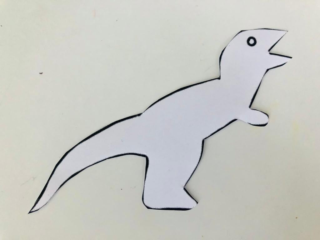Bild zum Schritt 3 für das Bastel- und DIY-Abenteuer für Kinder: 'Schneidet jetzt eure Dinosaurier so aus, dass die  schwarze...'