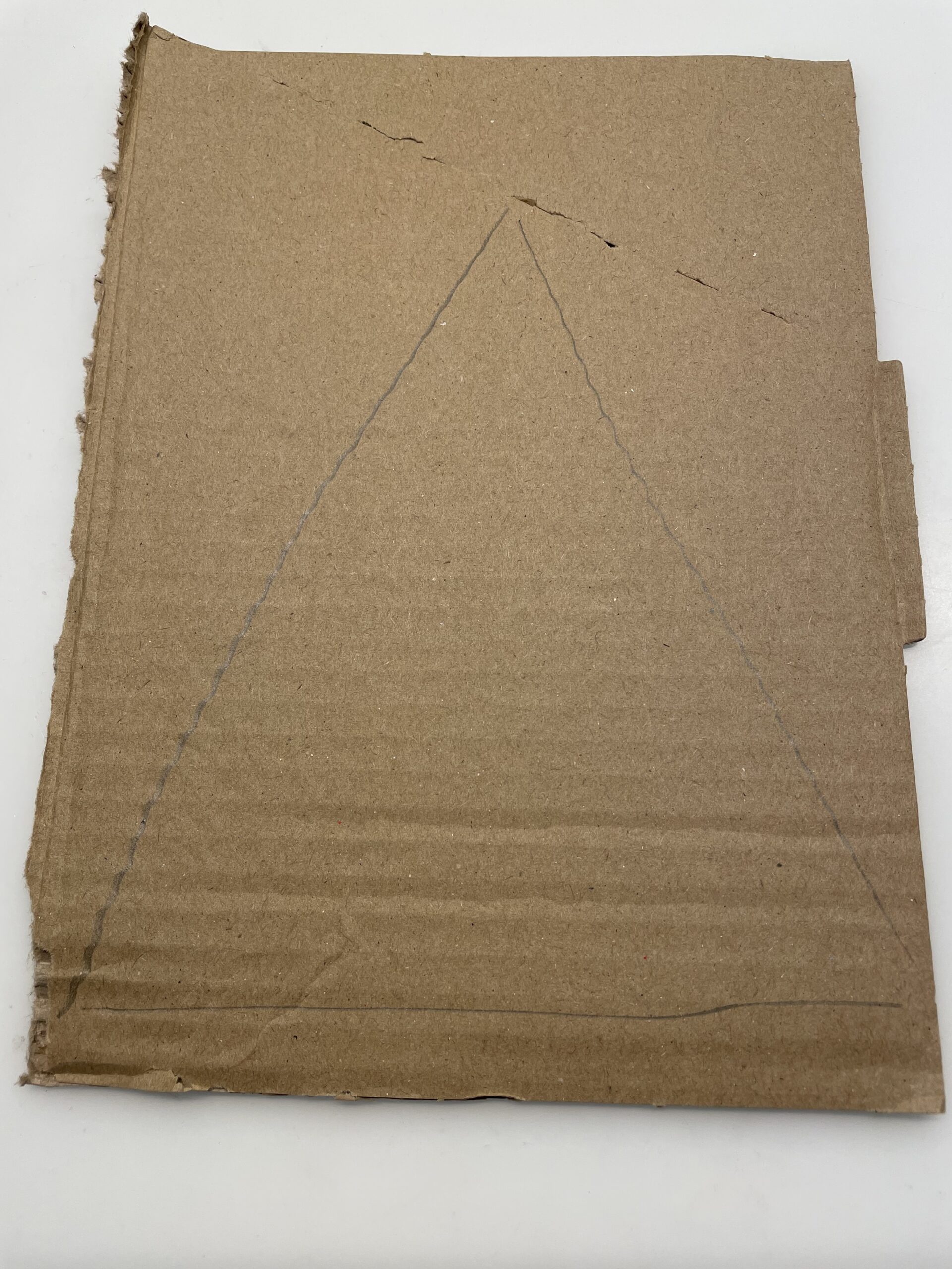 Bild zum Schritt 2 für das Bastel- und DIY-Abenteuer für Kinder: 'Dann malt ihr ein großes spitzes Dreieck auf den Karton....'