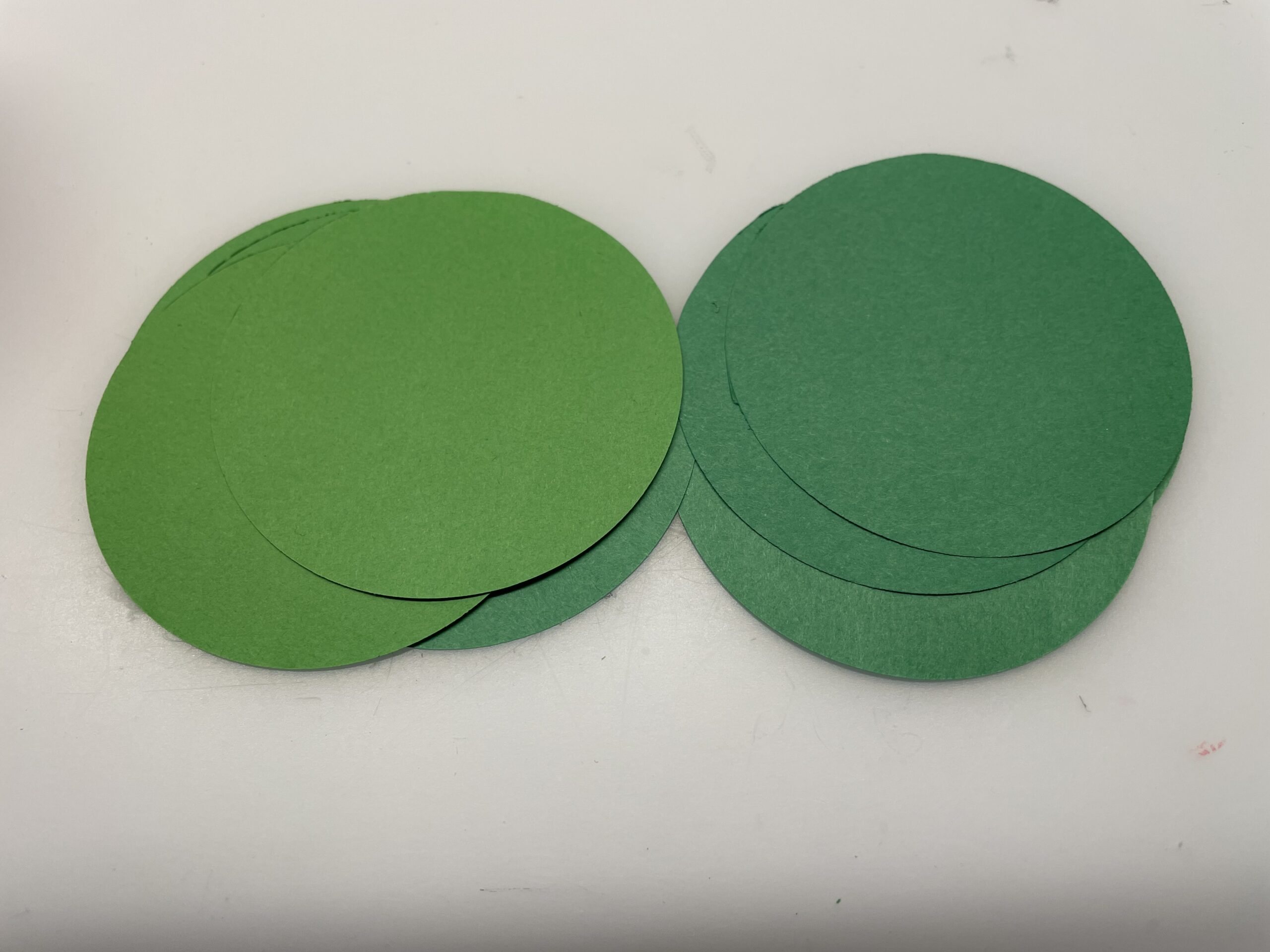 Bild zum Schritt 3 für das Bastel- und DIY-Abenteuer für Kinder: 'Dann schneidet ihr Kreise aus grünem Tonpapier aus. Tipp: Verwendet...'