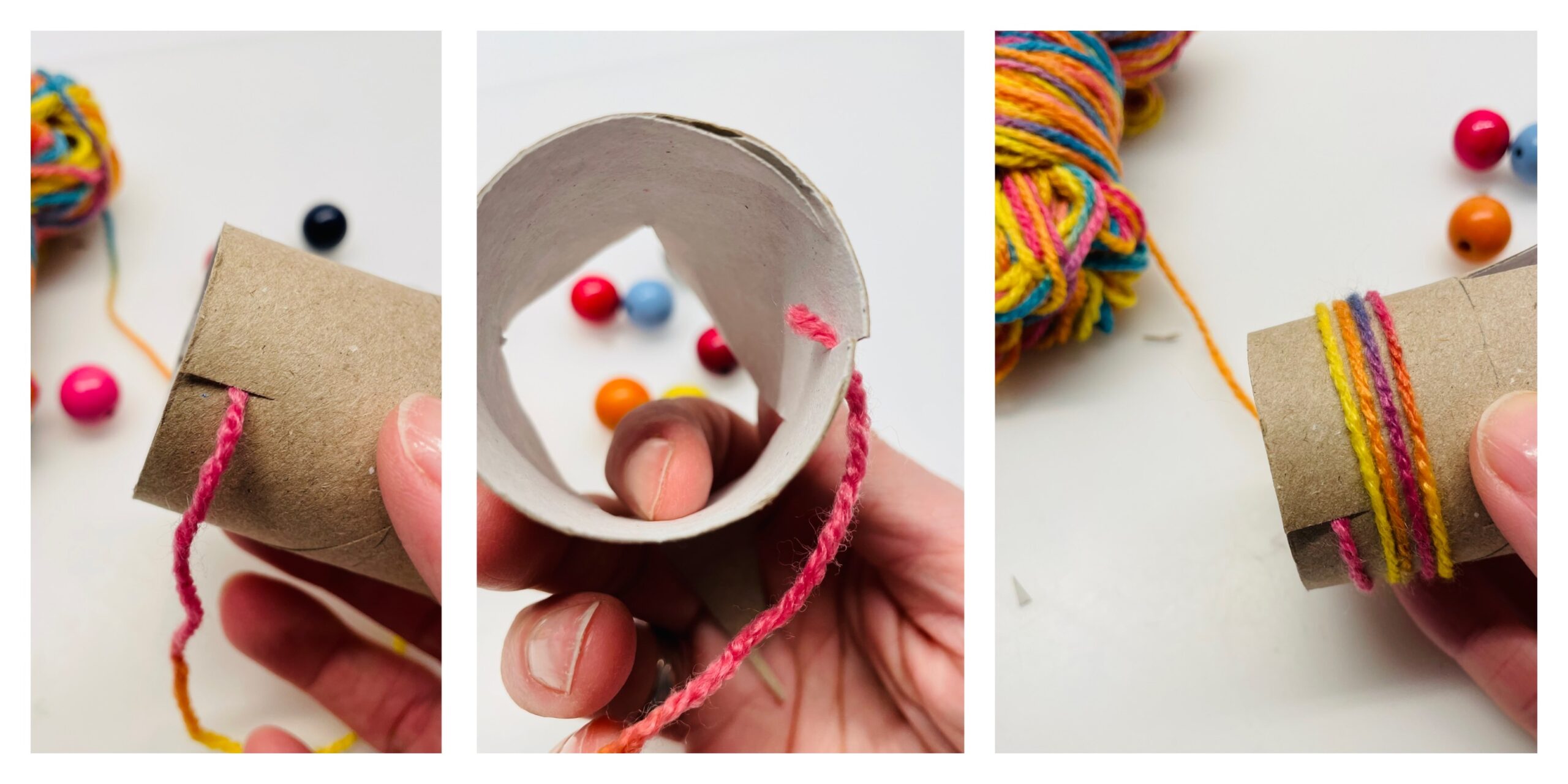 Bild zum Schritt 5 für das Bastel- und DIY-Abenteuer für Kinder: 'Danach schneidet ihr die Papprolle von unten ein kleines Stück...'
