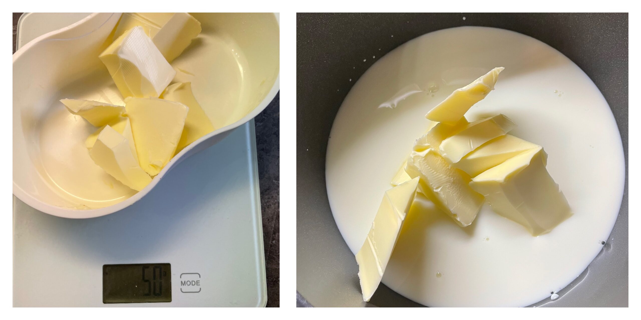 Bild zum Schritt 3 für das Bastel- und DIY-Abenteuer für Kinder: 'Anschließend wiegt ihr die Butter ab und gebt sie in...'