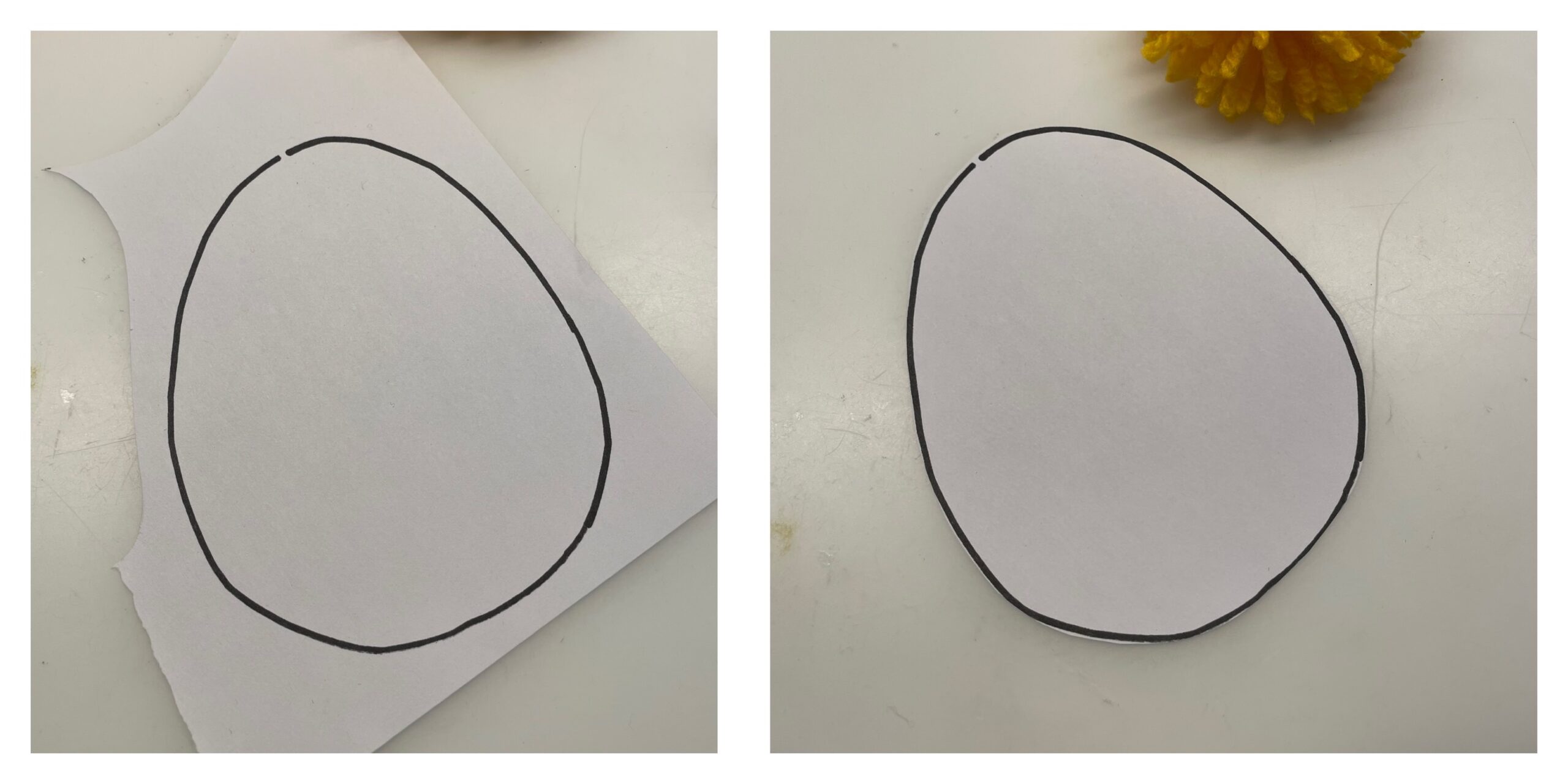 Bild zum Schritt 7 für das Bastel- und DIY-Abenteuer für Kinder: 'Anschließend malt ihr auf einen weißen Fotokarton ein Ei auf....'