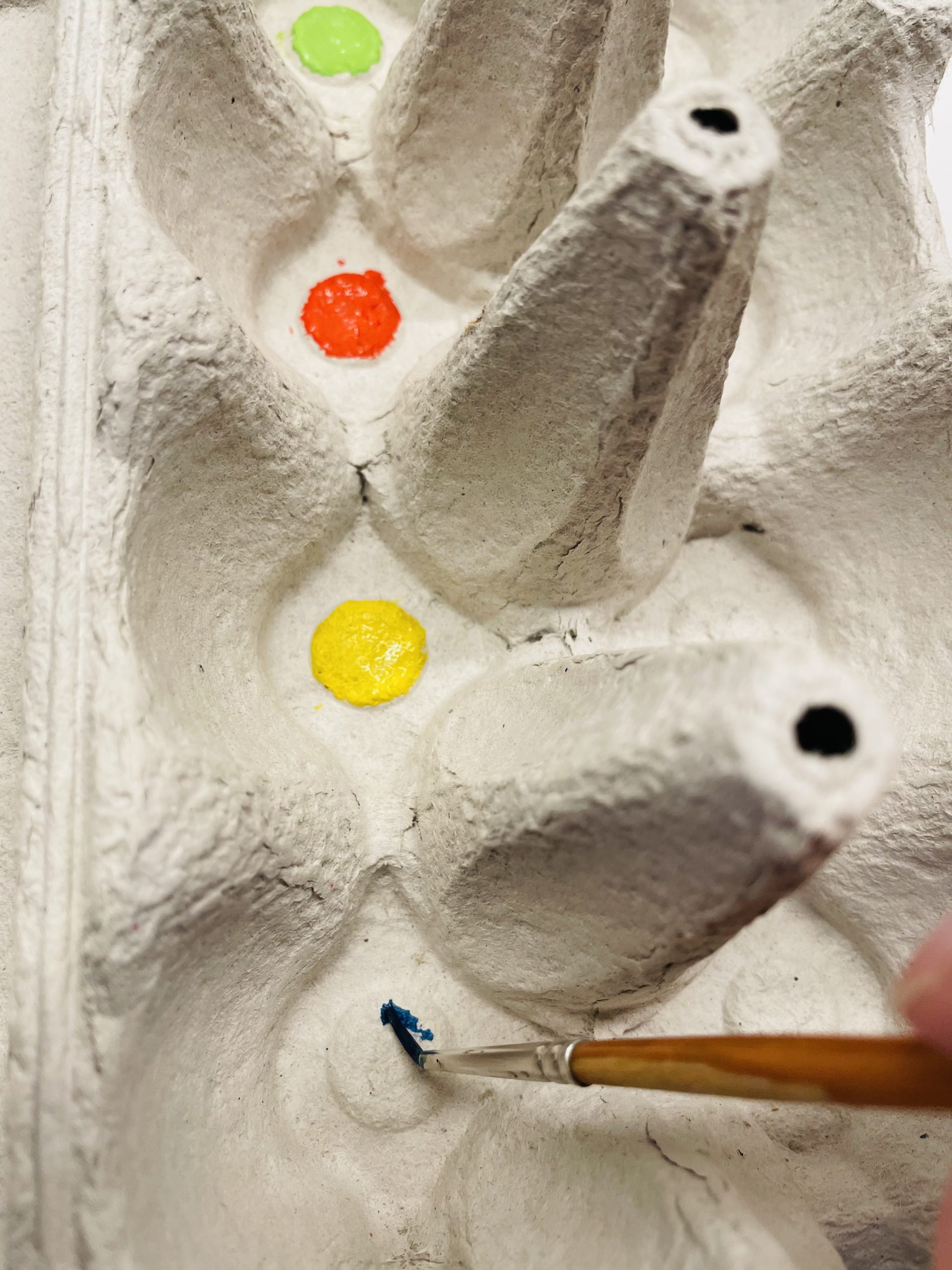 Bild zum Schritt 26 für das Bastel- und DIY-Abenteuer für Kinder: 'Zusätzlich zum Farben sortieren, könnt ihr in euerer Eierschachtel Farbpunkte...'