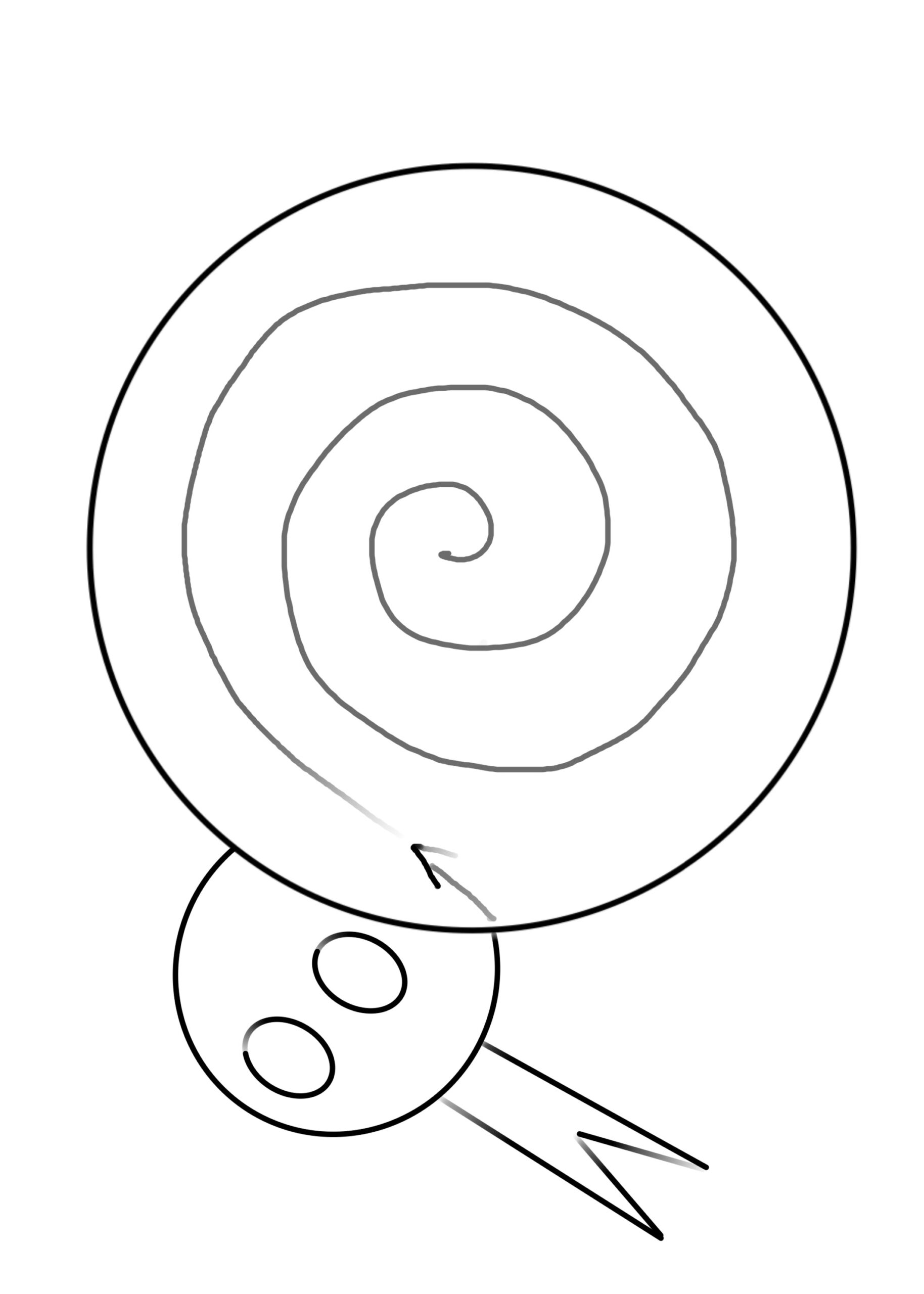 Bild zum Schritt 12 für das Bastel- und DIY-Abenteuer für Kinder: 'Dann wird der Schlangenkörper spiralförmig aufgemalt. Beginnt am Rand des...'