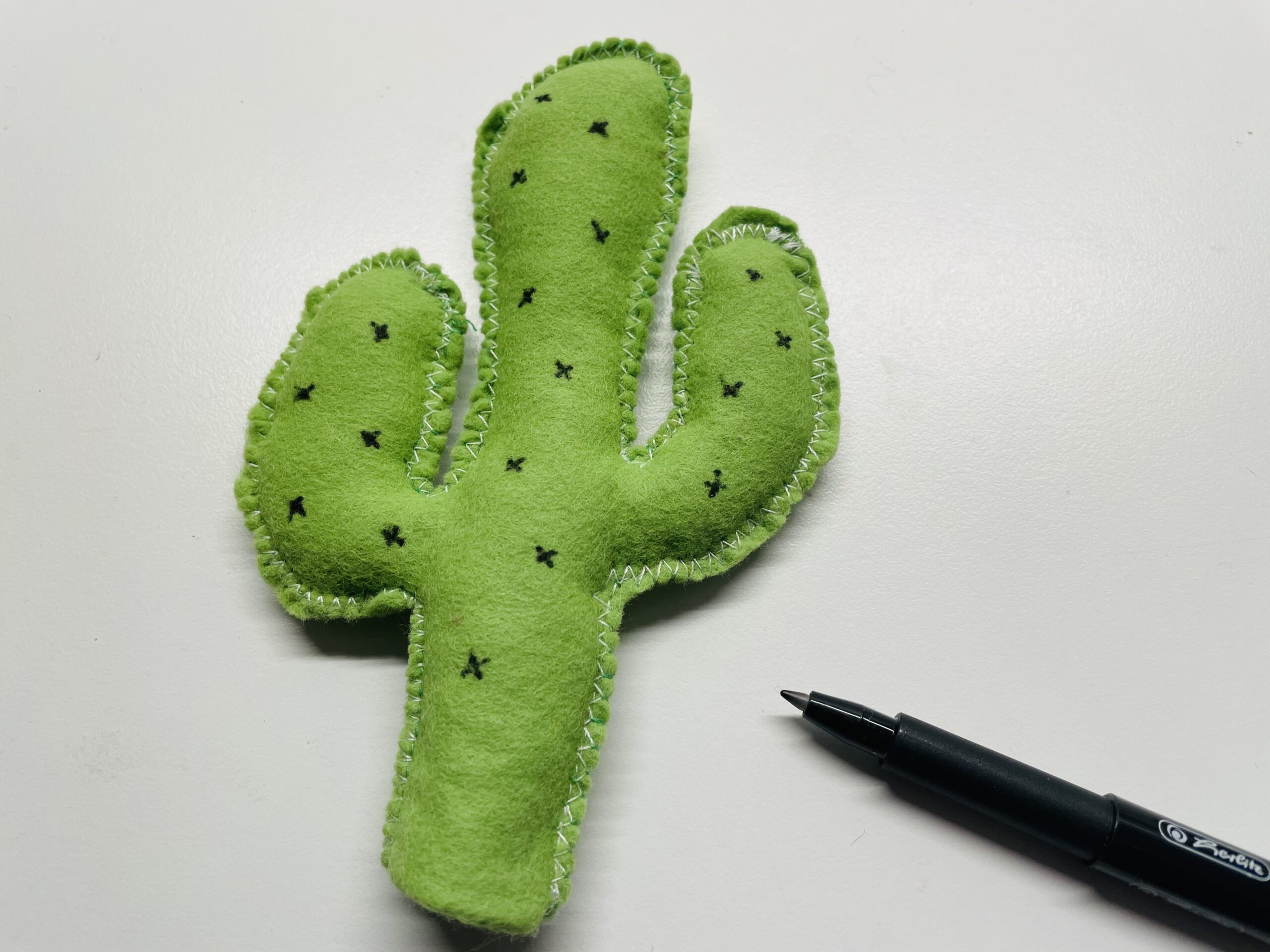 Bild zum Schritt 8 für das Bastel- und DIY-Abenteuer für Kinder: 'Am Kaktus fehlen nun noch die Dornen. Malt kleine Kreuze...'