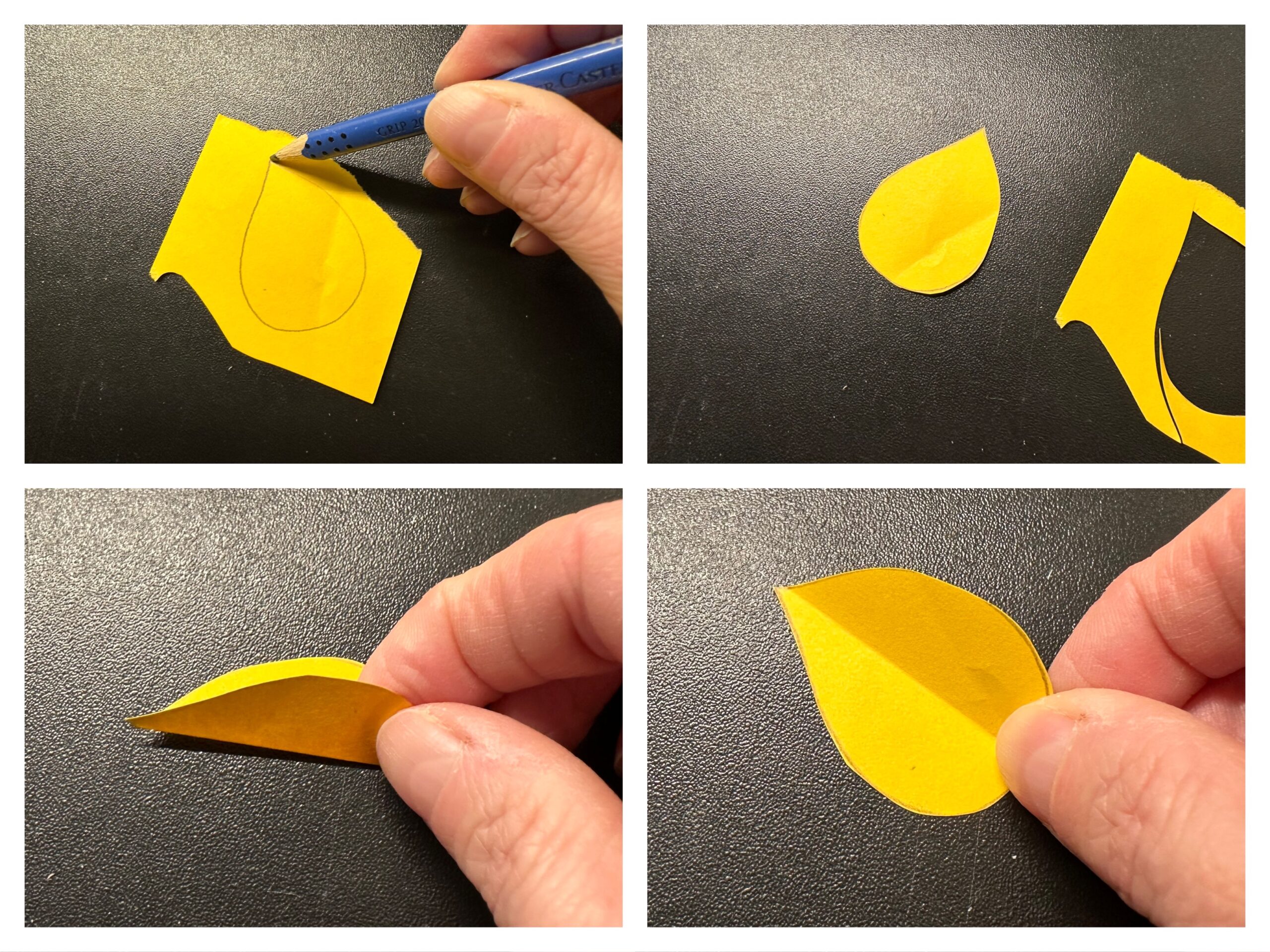 Bild zum Schritt 9 für das Bastel- und DIY-Abenteuer für Kinder: 'Male auf gelbes Tonpapier eine Flamme. Sie hat die Form...'