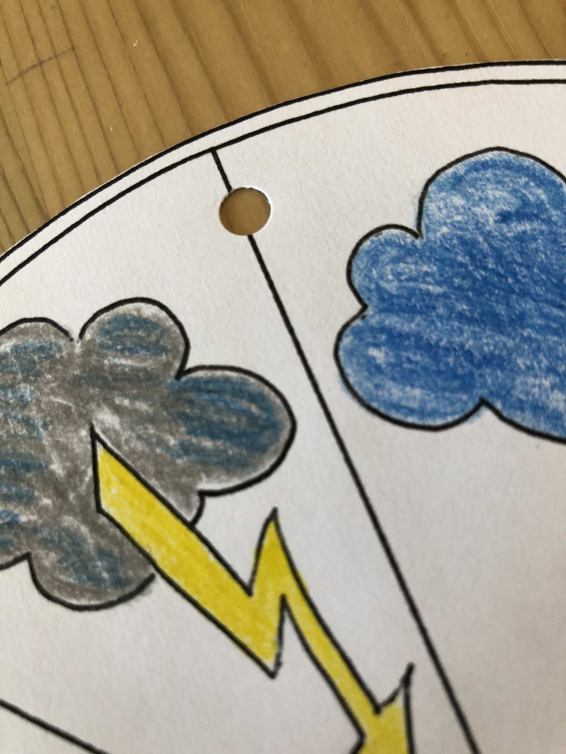 Bild zum Schritt 8 für das Bastel- und DIY-Abenteuer für Kinder: 'Macht zwischen der Gewitterwolke und der Wolke ein Loch in...'