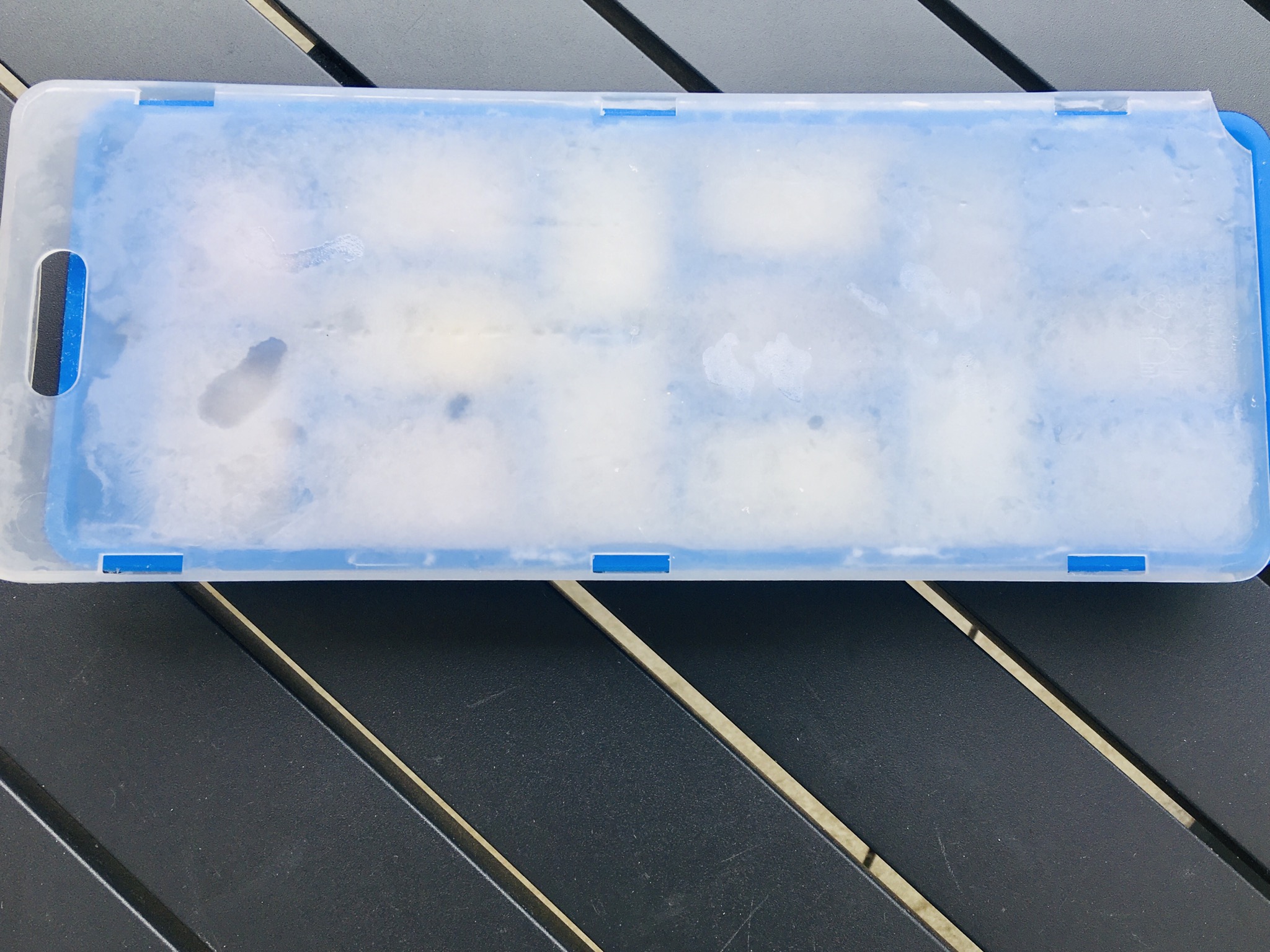 Bild zum Schritt 4 für das Bastel- und DIY-Abenteuer für Kinder: 'Die Eiswürfelbox in die Gefriertruhe stellen und mehrere Stunden gefrieren...'
