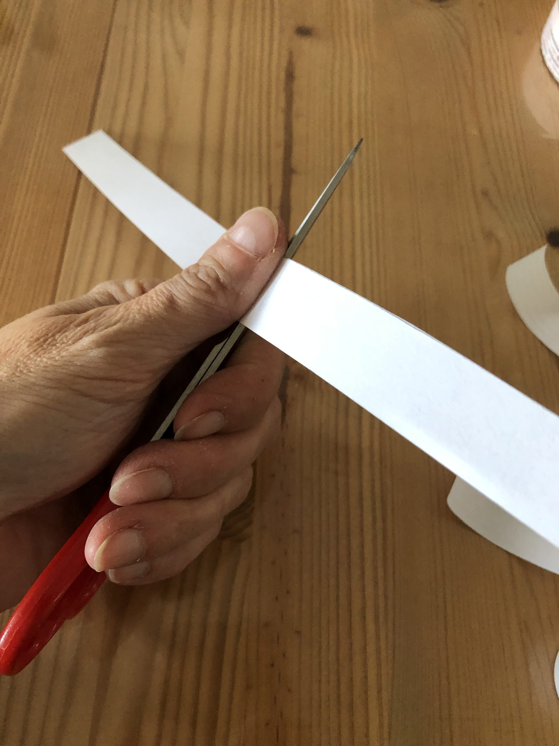 2. Bild zum Schritt 4 für das Bastel- und DIY-Abenteuer für Kinder: 'Dass sich die Papierstreifen leichter zu Ringe kleben lassen, könnt...'