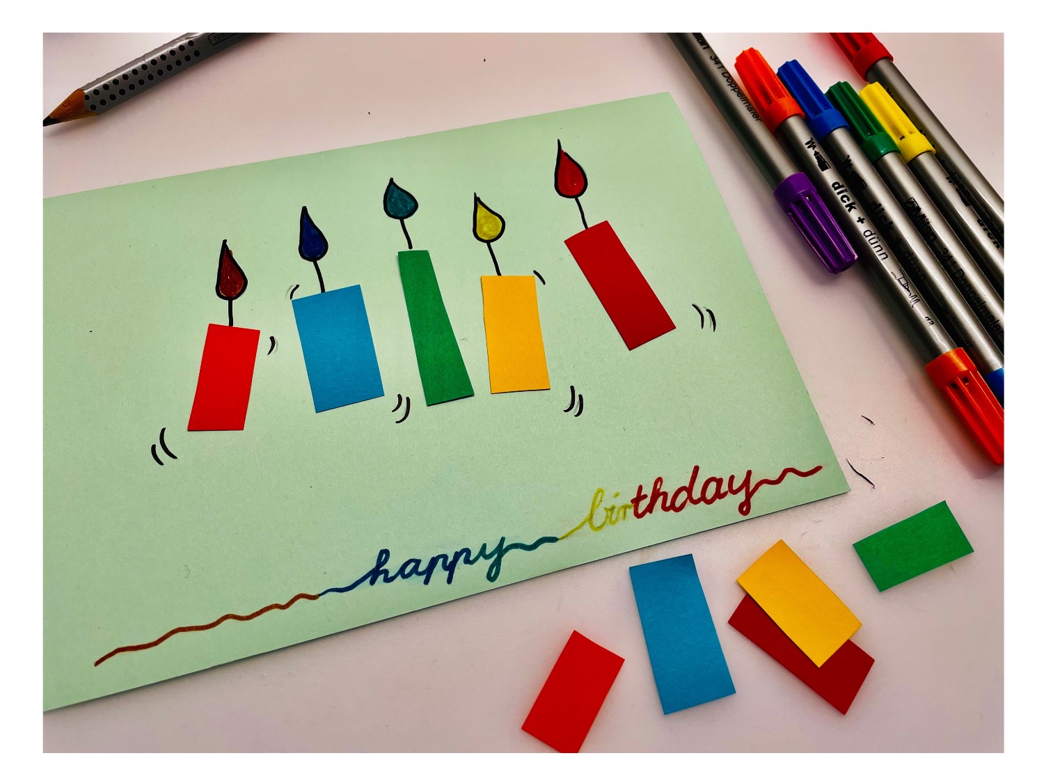 Titelbild zur Bastel- und DIY-Idee für Kinder '(606) Geburtstagskarte basteln'