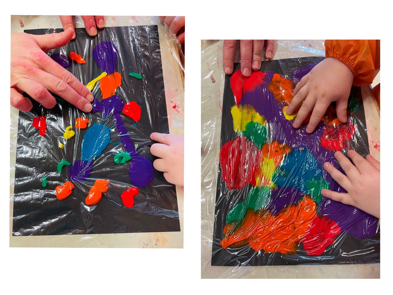 Titelbild zur Idee für die Beschäftigung mit Kindern 'Leuchtende Farbklecks-Bilder'