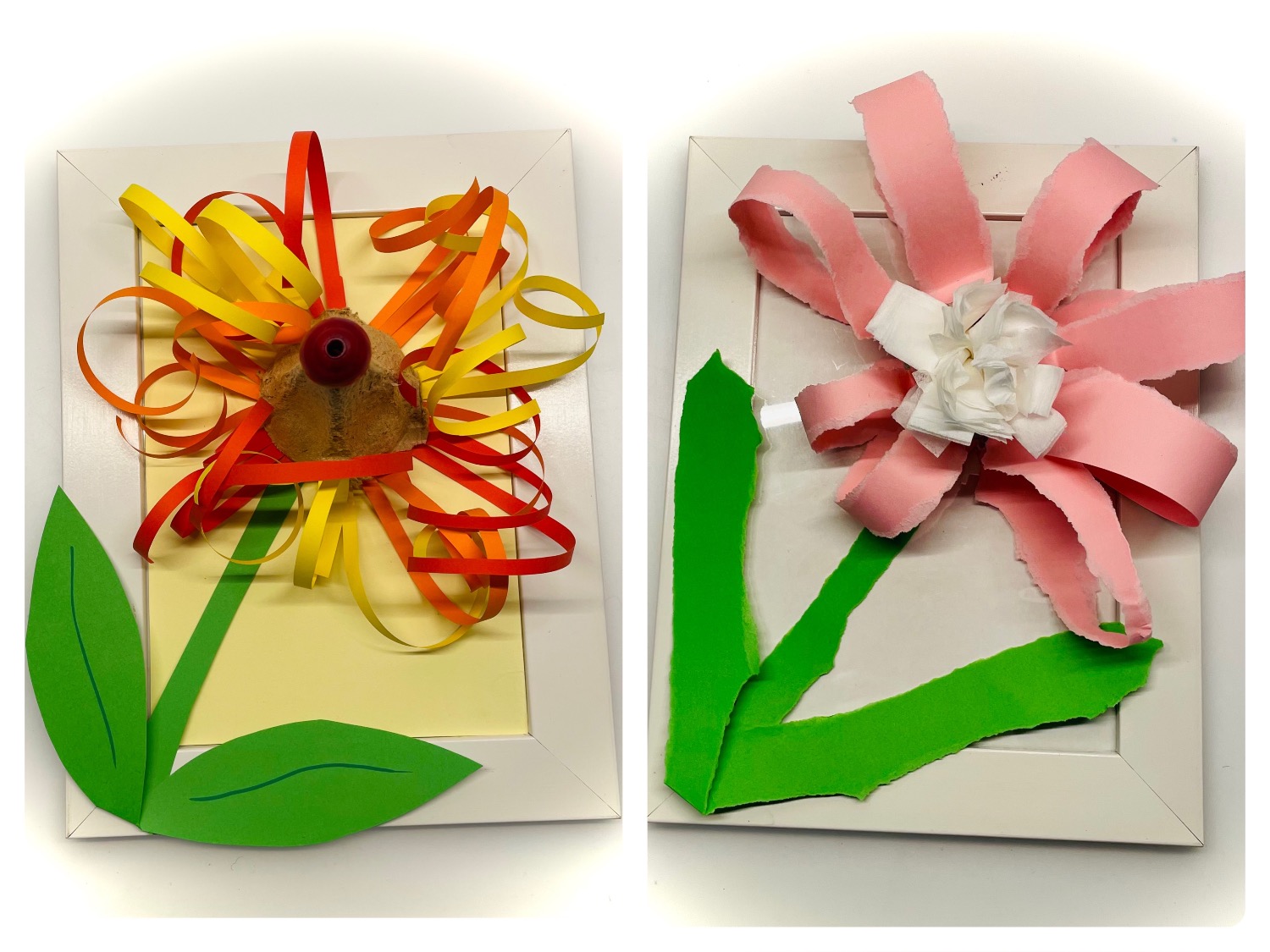 Titelbild zur Bastel- und DIY-Idee für Kinder '(633) Plastische Blumen im Rahmen (2 Ideen)'