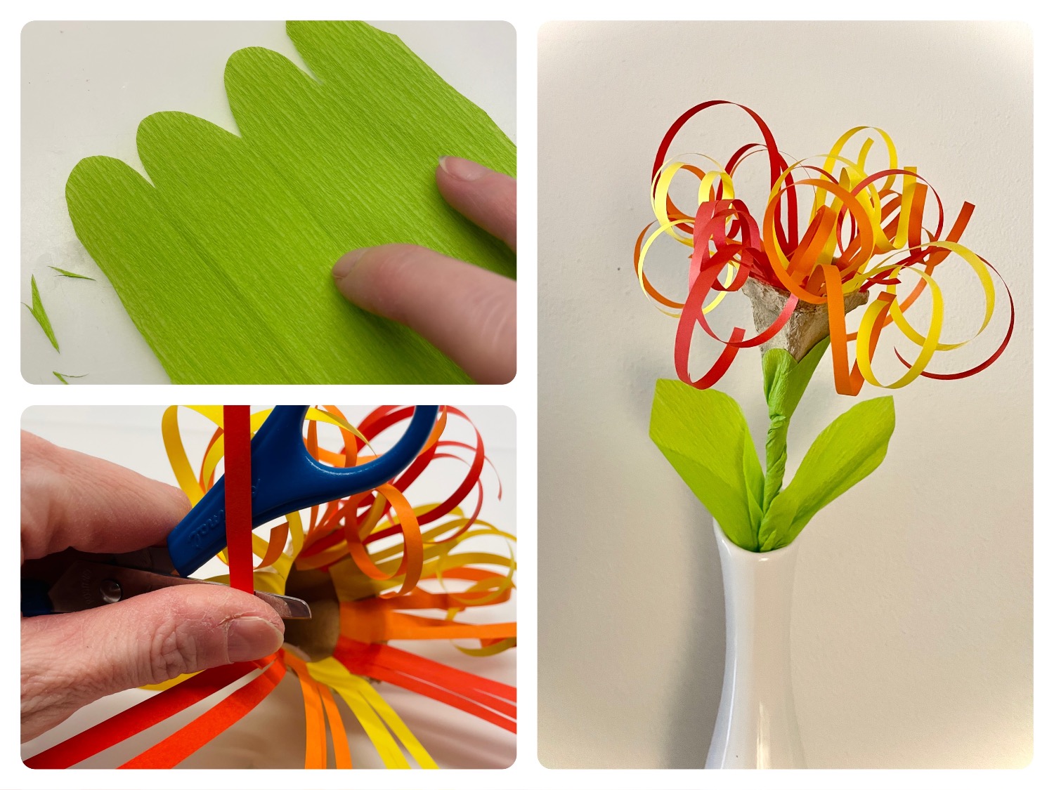 Titelbild zur Bastel- und DIY-Idee für Kinder '(636) Geringelte Blume aus Eierkarton'