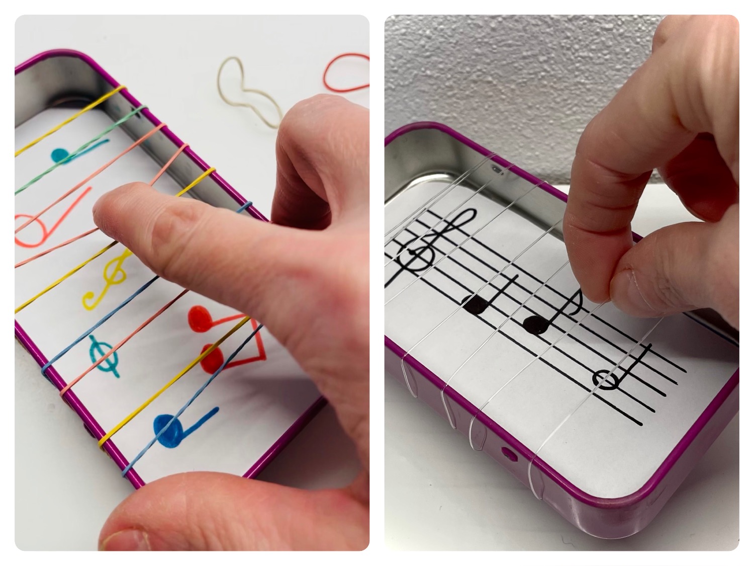 Titelbild zur Bastel- und DIY-Idee für Kinder '(642) Zupfdose – Instrumente bauen'