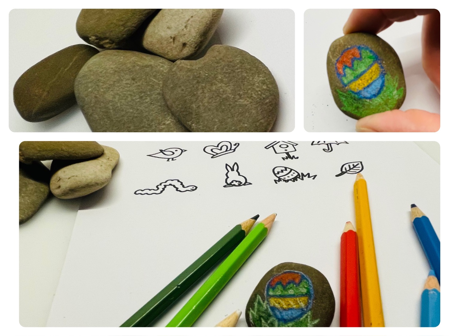 Titelbild zur Idee für die Beschäftigung mit Kindern 'Frühlingsmotive auf Steine malen'