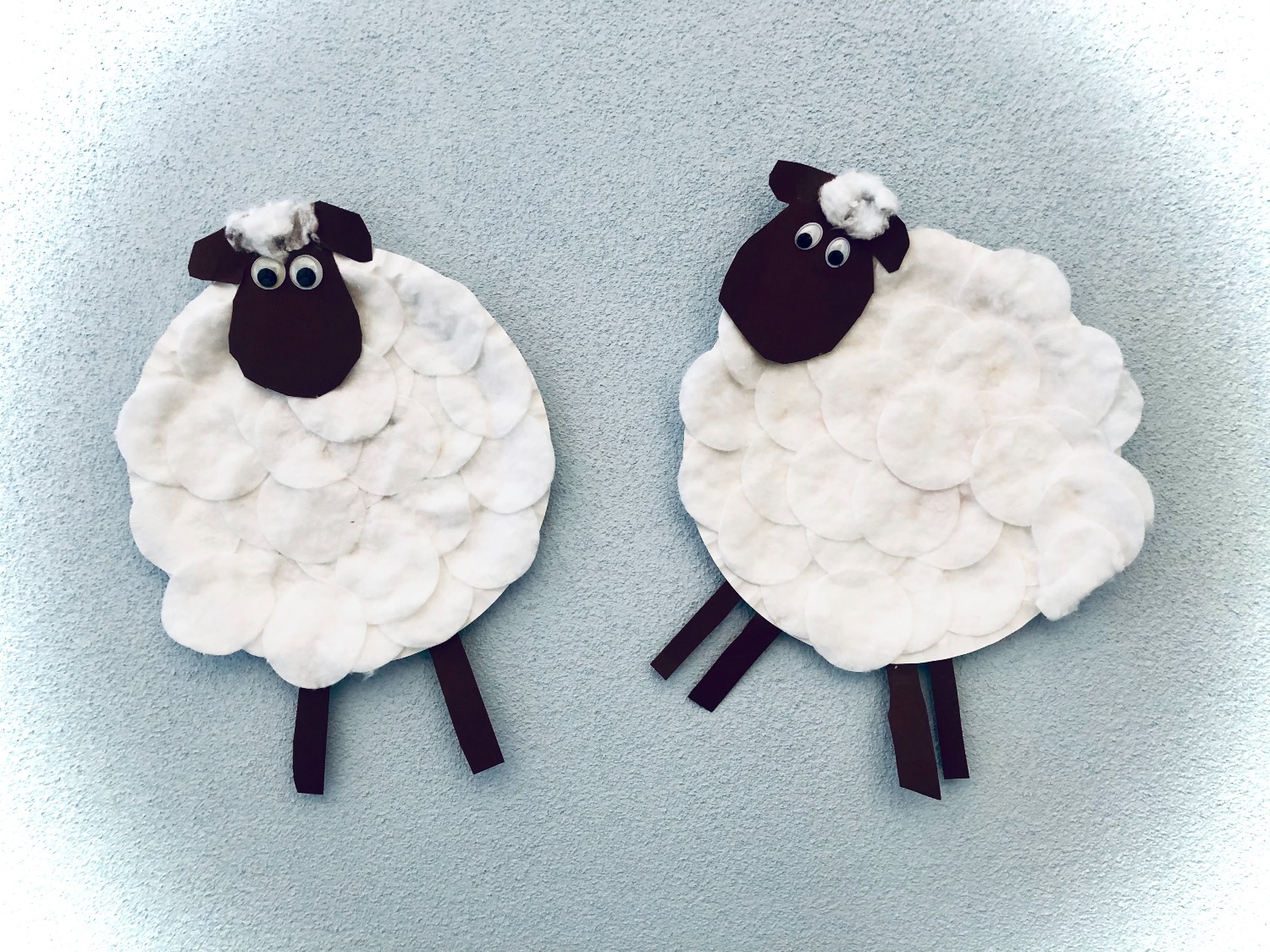 Titelbild zur Bastel- und DIY-Idee für Kinder '(663) Schafe aus Wattepads basteln'