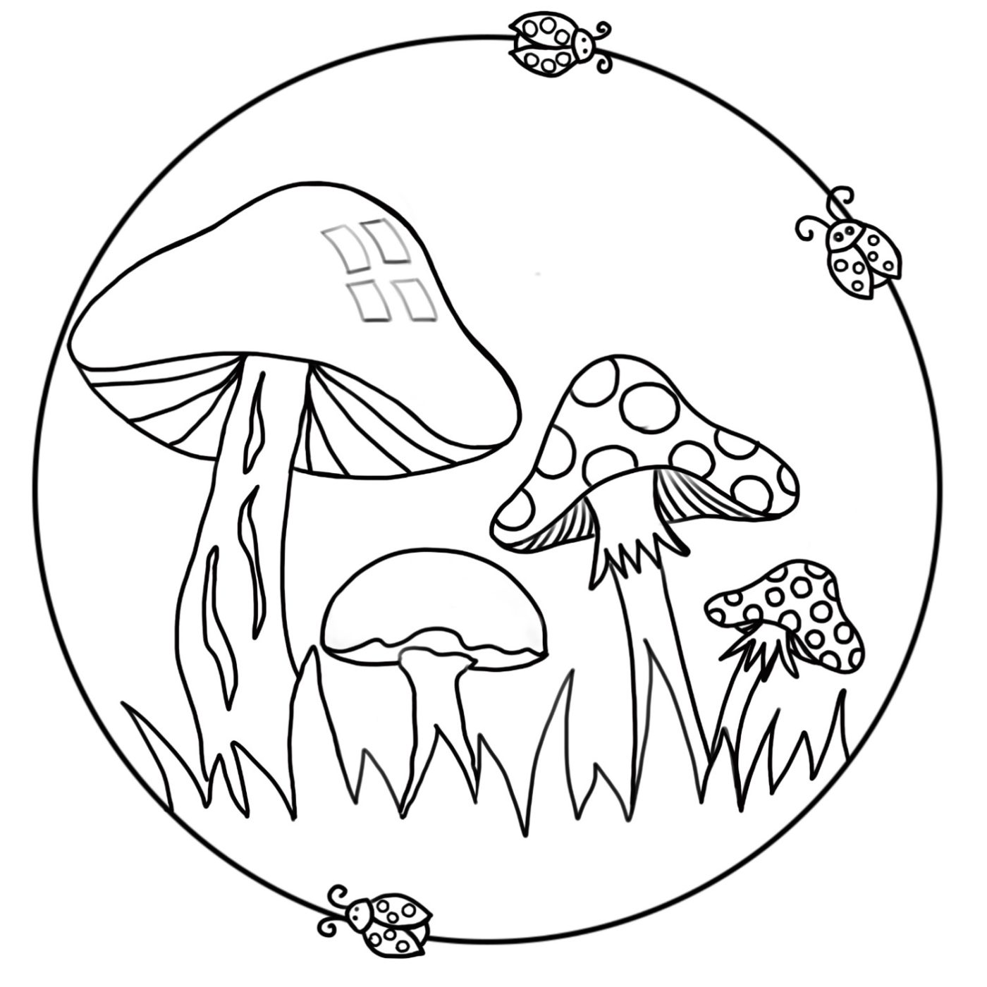 5 Ausmalbilder - Mandalas Pilze | Schritt-für-Schritt Anleitung für Kinder