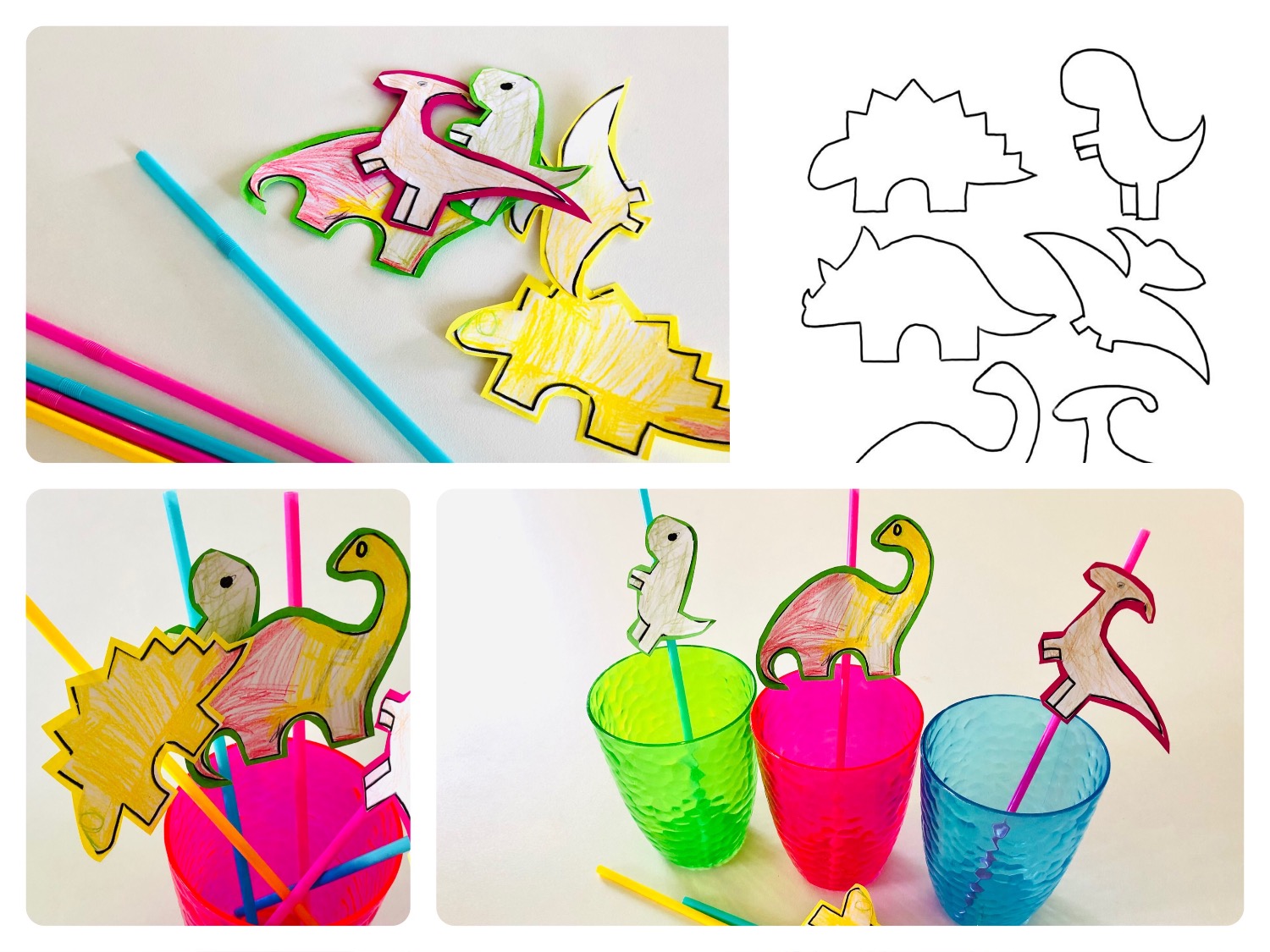 Titelbild zur Bastel- und DIY-Idee für Kinder '(750) Dino-Strohhalme basteln'