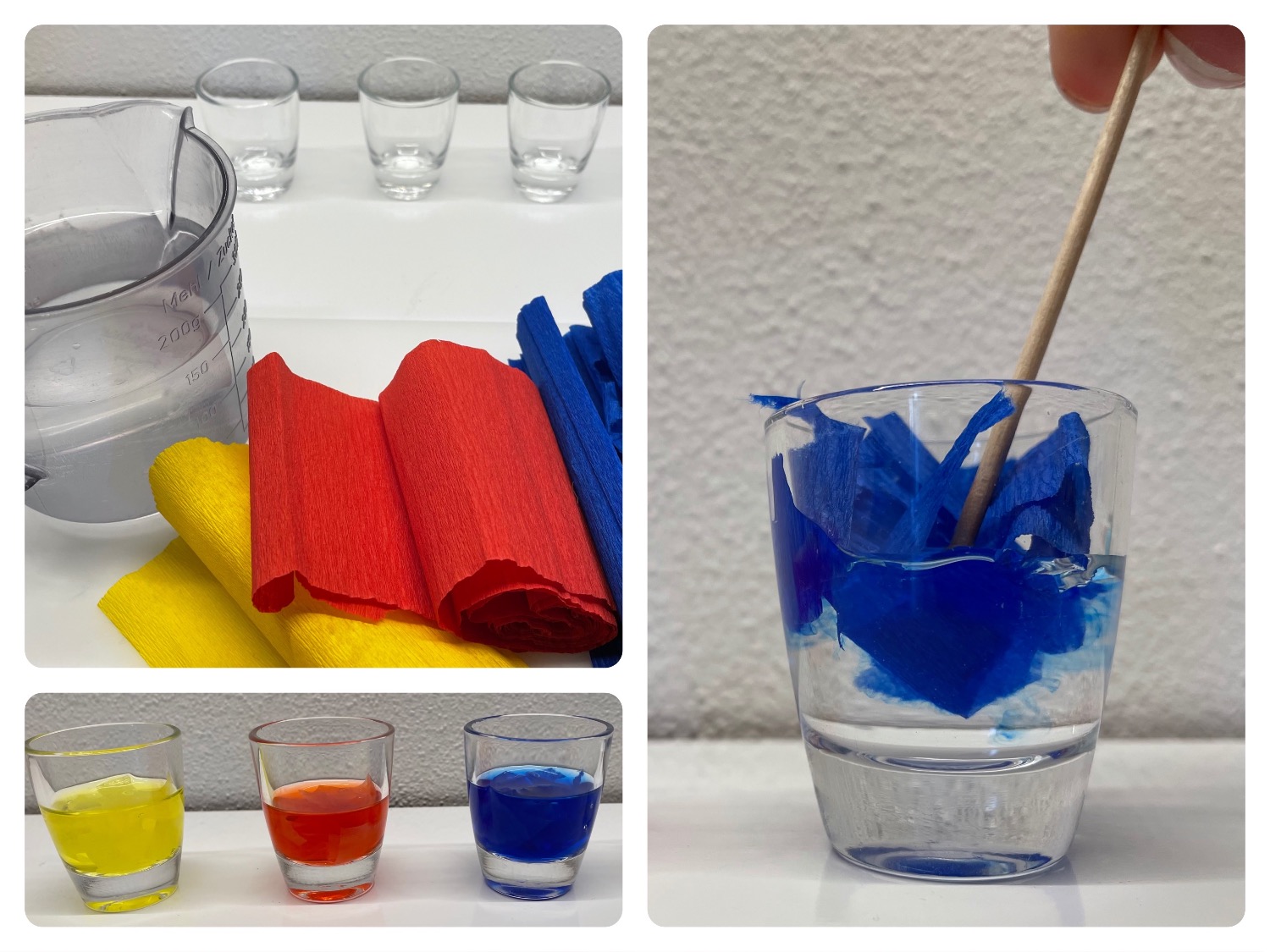 Titelbild zur Bastel- und DIY-Idee für Kinder '(760) Experiment: Wasserfärben mit Krepppapier'