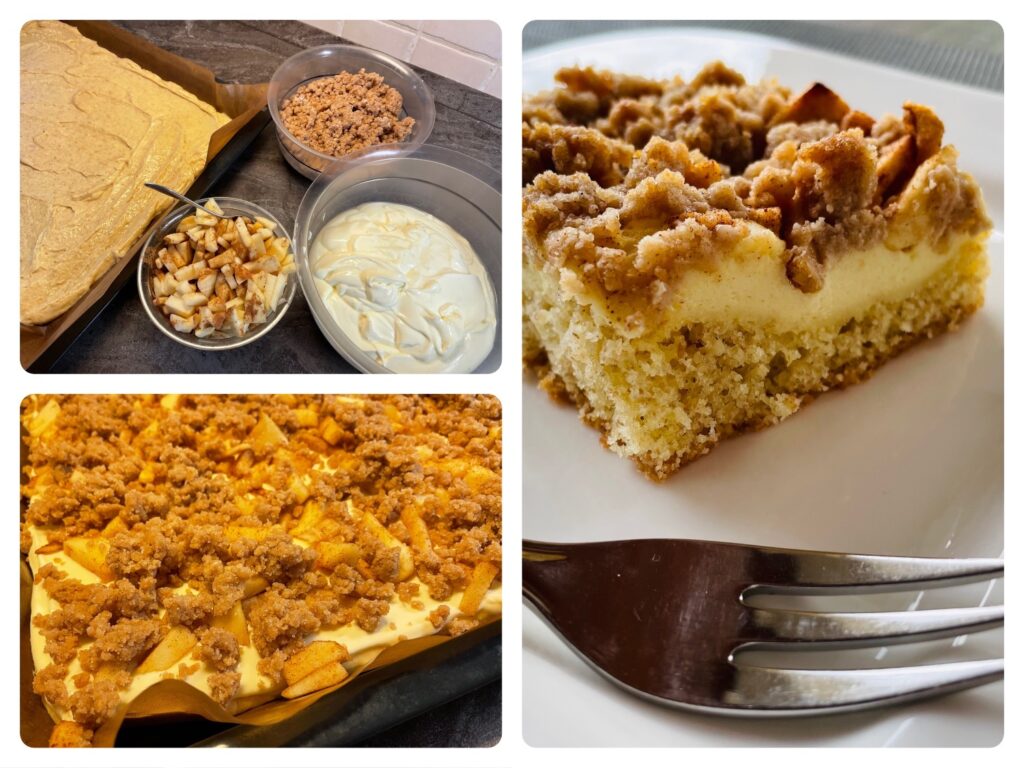 Käsestreuselkuchen mit Äpfel