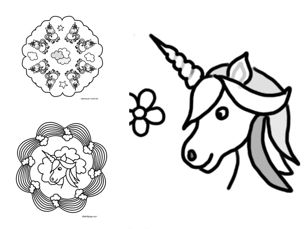 Einhorn Ausmalbilder – Einhorn Mandalas