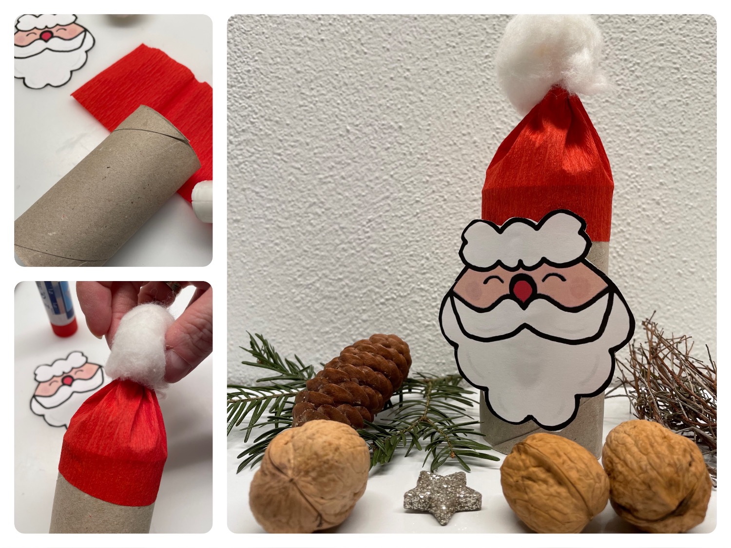 Nikolaus basteln - Weihnachtsmann basteln (mit Druckvorlage) |  Schritt-für-Schritt Anleitung für Kinder