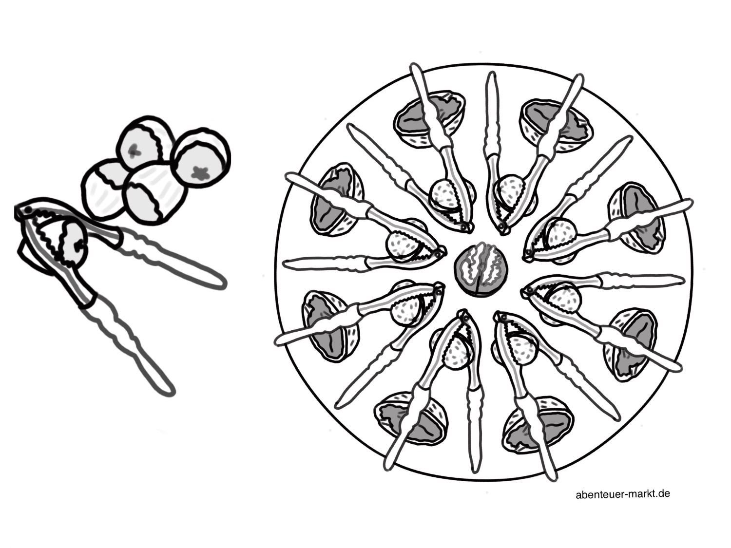 Titelbild zur Bastel- und DIY-Idee für Kinder '(930) Mandala / Ausmalbilder: Nüsse'