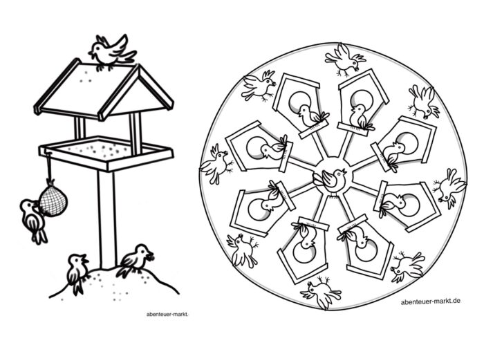 Titelbild zur Bastel- und DIY-Idee für Kinder '(931) 10 Mandalas/ Ausmalbilder: Vögel im Winter'