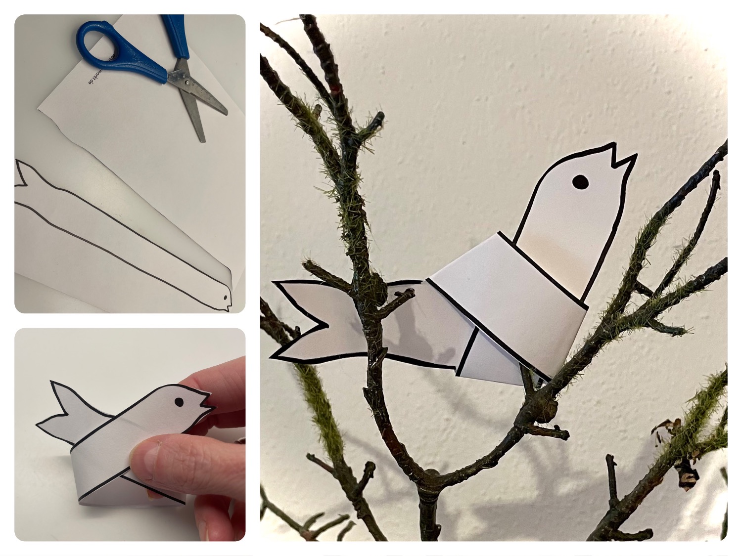 Titelbild zur Bastel- und DIY-Idee für Kinder '(934) Papier-Vogel basteln (mit Vorlage)'