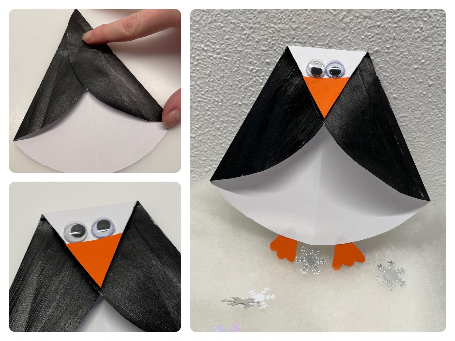 Titelbild zur Bastel- und DIY-Idee für Kinder '(945) Pinguin aus einem Papierkreis'