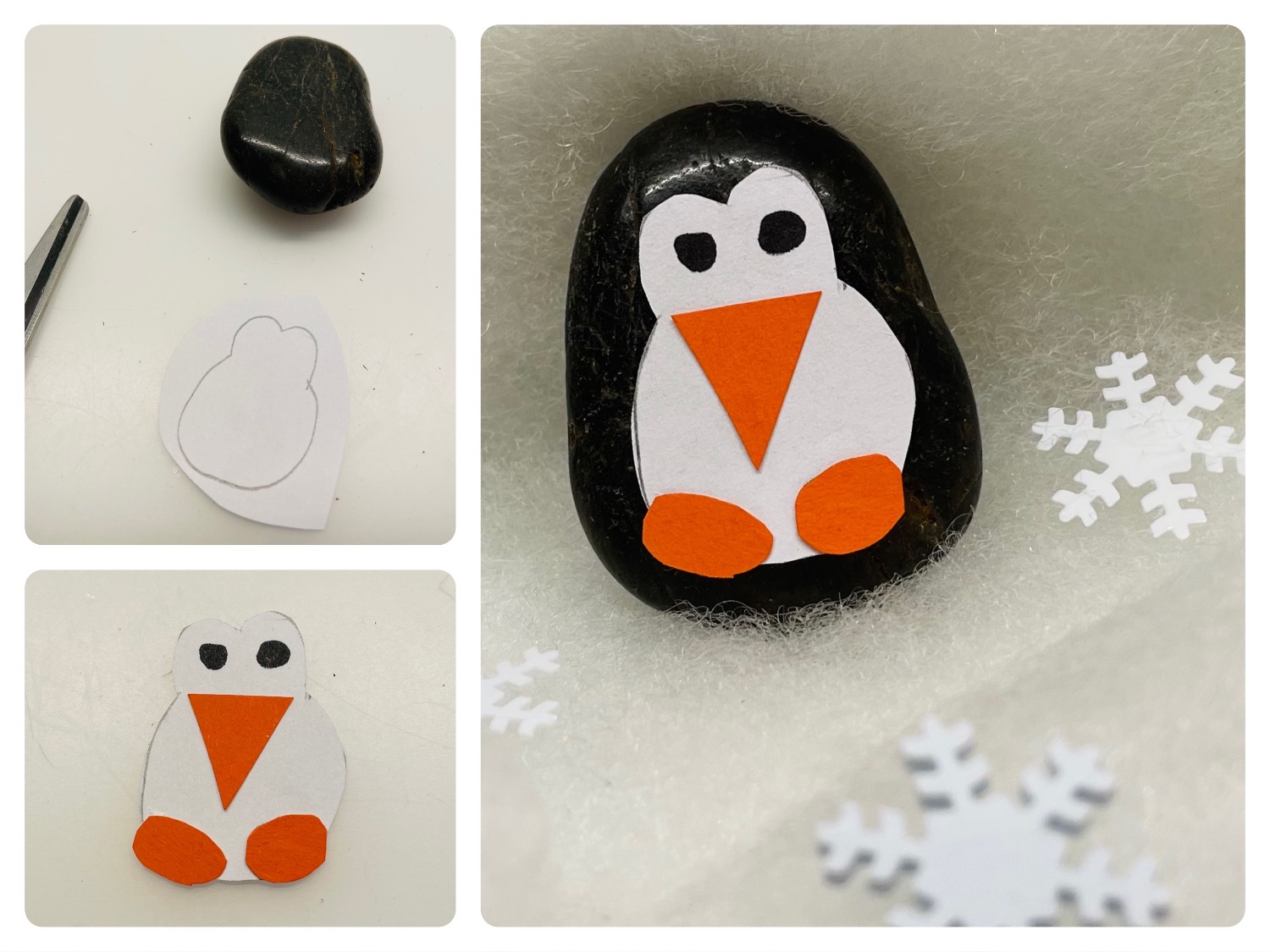 Titelbild zur Bastel- und DIY-Idee für Kinder '(949) Steine bemalen – Pinguin Stein'