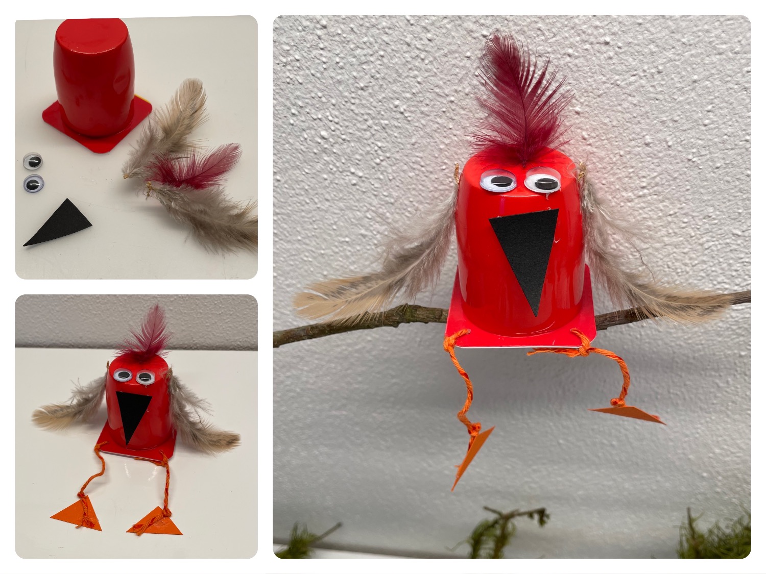 Titelbild zur Bastel- und DIY-Idee für Kinder '(954) Vogel aus Joghurtbecher'