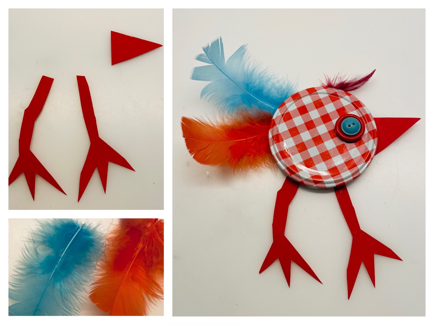 Titelbild zur Bastel- und DIY-Idee für Kinder '(956) Bunte, wilde Vögel basten (aus Schraubglasdeckeln)'