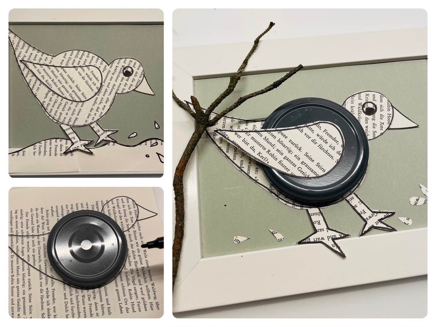 Titelbild zur Bastel- und DIY-Idee für Kinder '(960) Vogel mit Buchseiten (Varianten)'