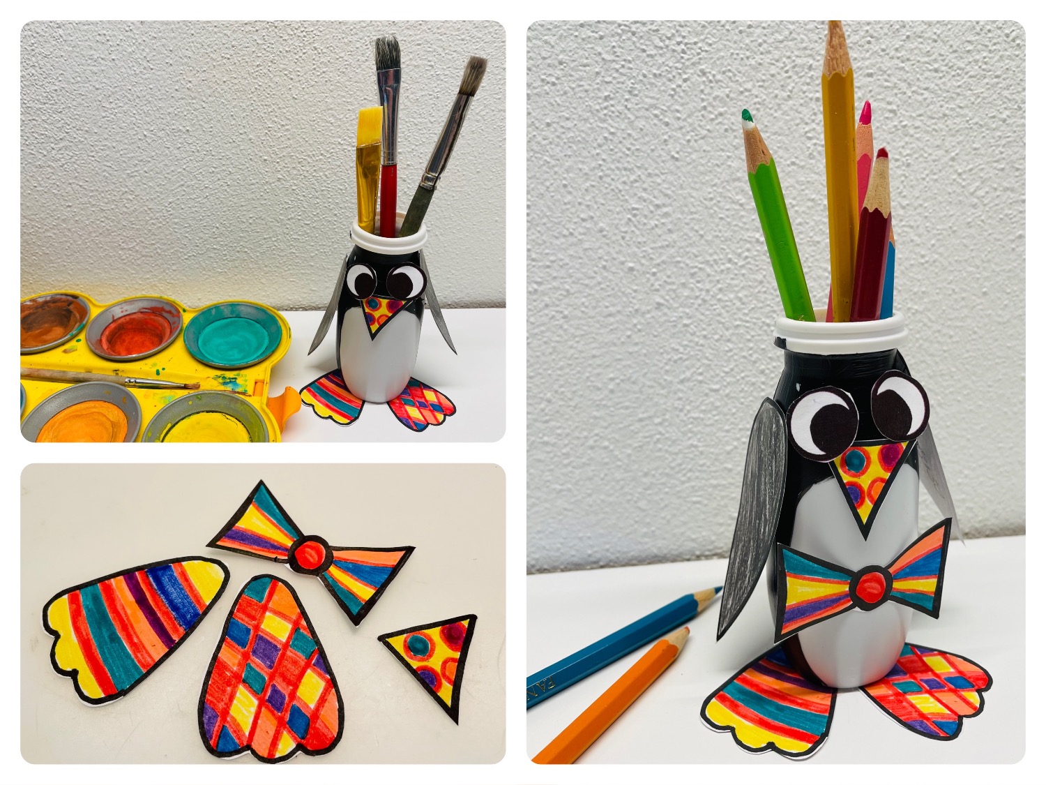 Titelbild zur Bastel- und DIY-Idee für Kinder '(968) Pinguin Stiftebecher oder Pinselhalter'