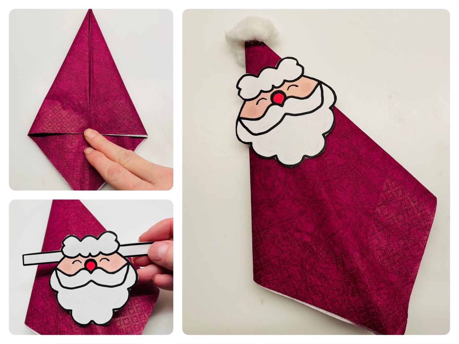 Titelbild zur Bastel- und DIY-Idee für Kinder '(984) Serviette Nikolaus – Weihnachtsmann'