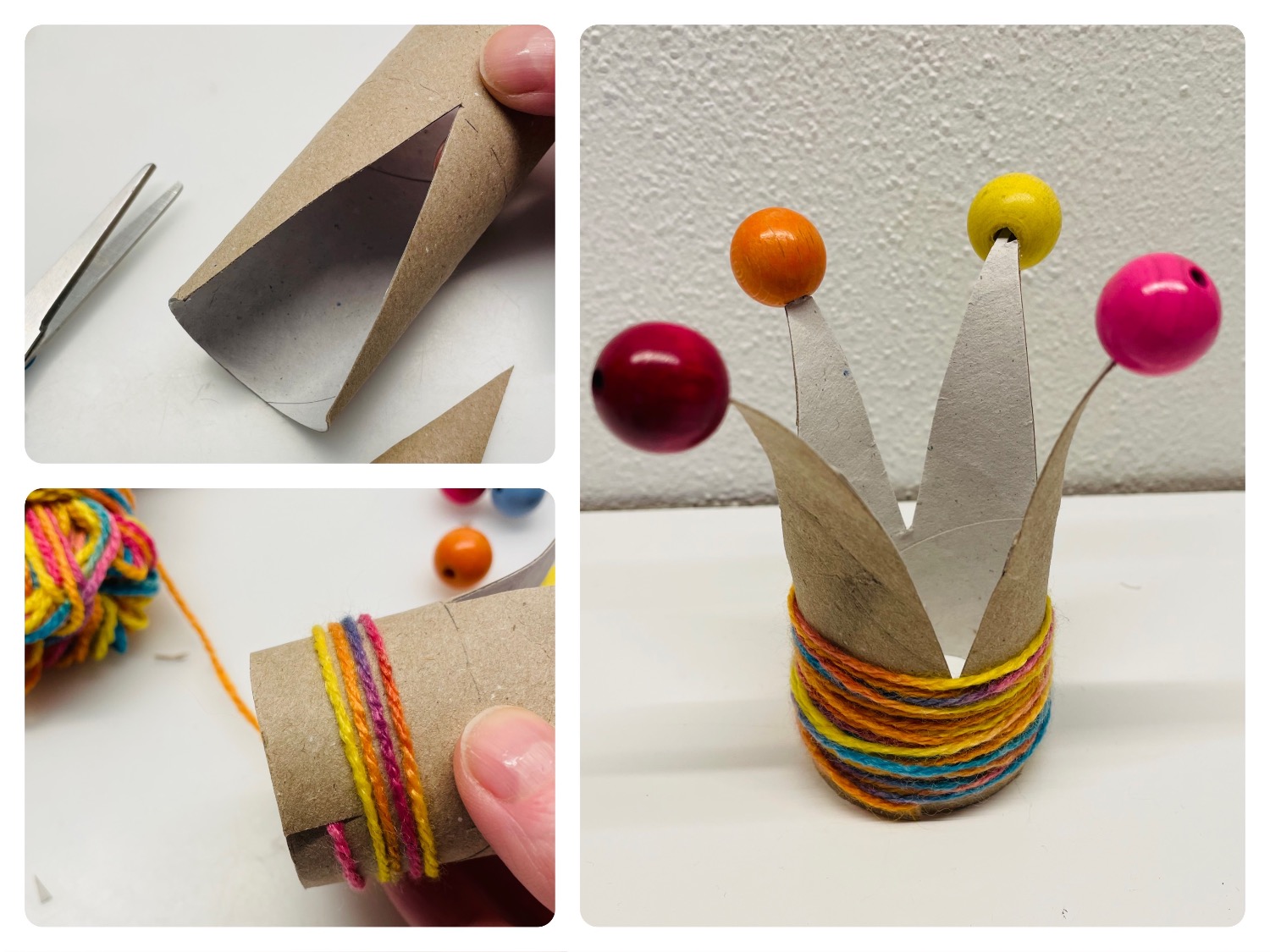 Titelbild zur Bastel- und DIY-Idee für Kinder '(1012) Krone aus Papprolle'