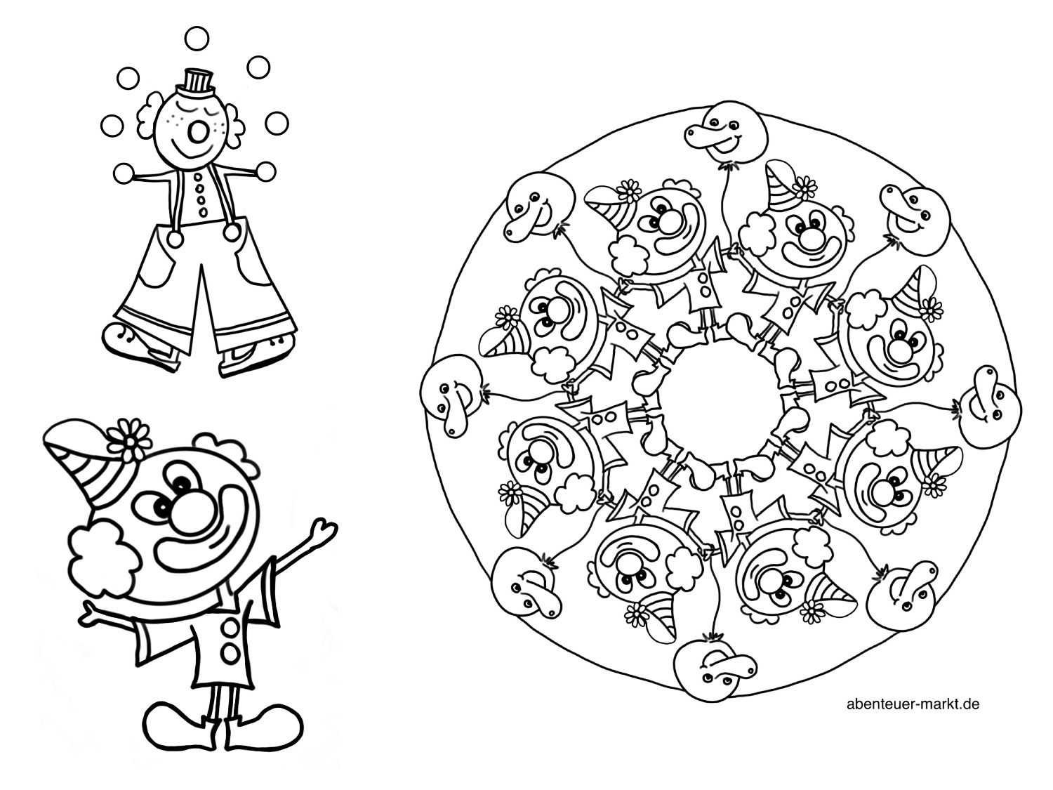 Titelbild zur Bastel- und DIY-Idee für Kinder '(1020) Ausmalbilder: Fasching, Clowns'