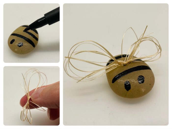 Titelbild zur Bastel- und DIY-Idee für Kinder '(1132) Biene basteln – einfache Stein – Bienen basteln'