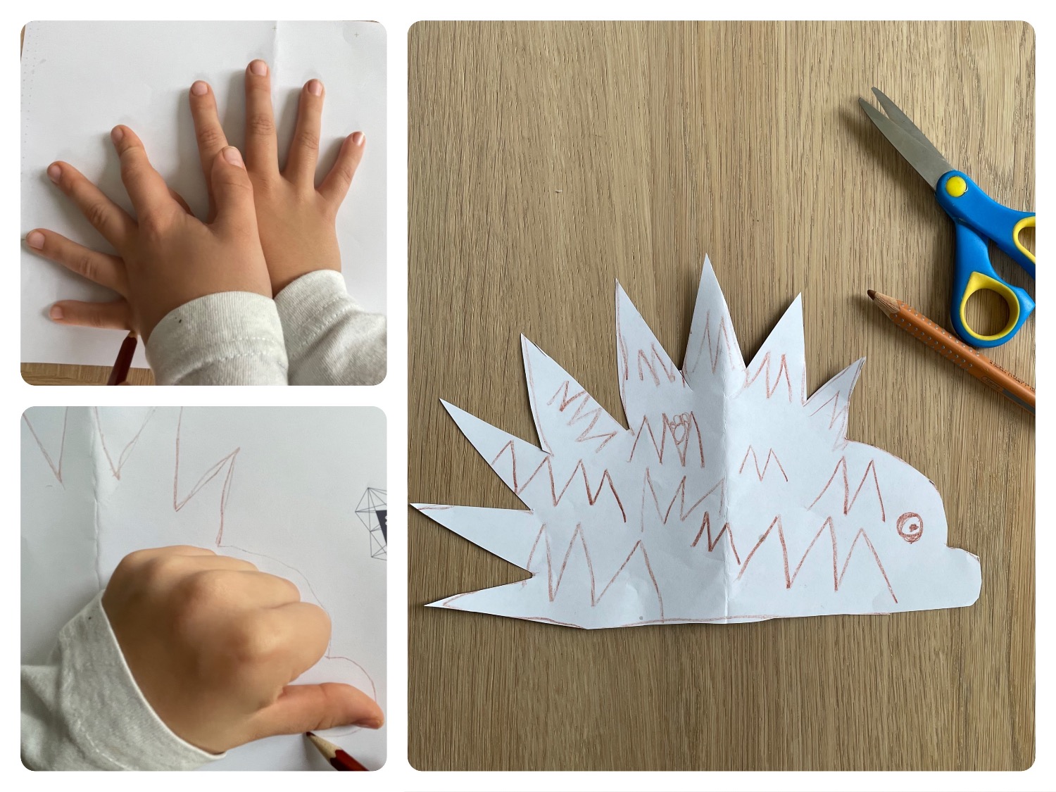 Titelbild zur Bastel- und DIY-Idee für Kinder '(916) Igel malen – Einfachen Igel malen mit Händen'