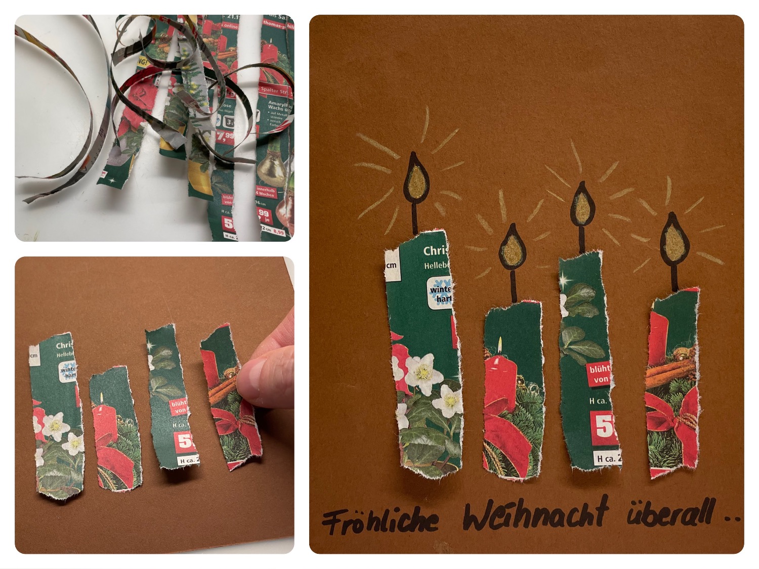 Titelbild zur Bastel- und DIY-Idee für Kinder '(910) Weihnachtskarte basteln – Kerzenzauber'