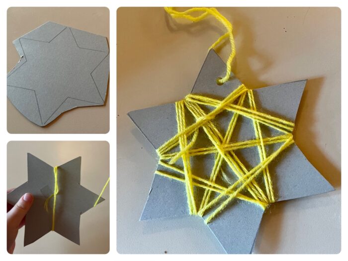 Titelbild zur Bastel- und DIY-Idee für Kinder '(912) Stern mit Wolle'