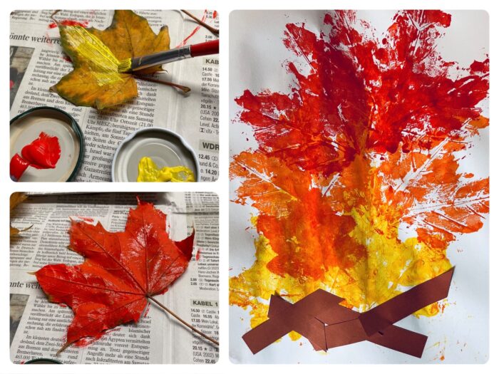 Titelbild zur Bastel- und DIY-Idee für Kinder '(230) Feuer Blätterdruck'