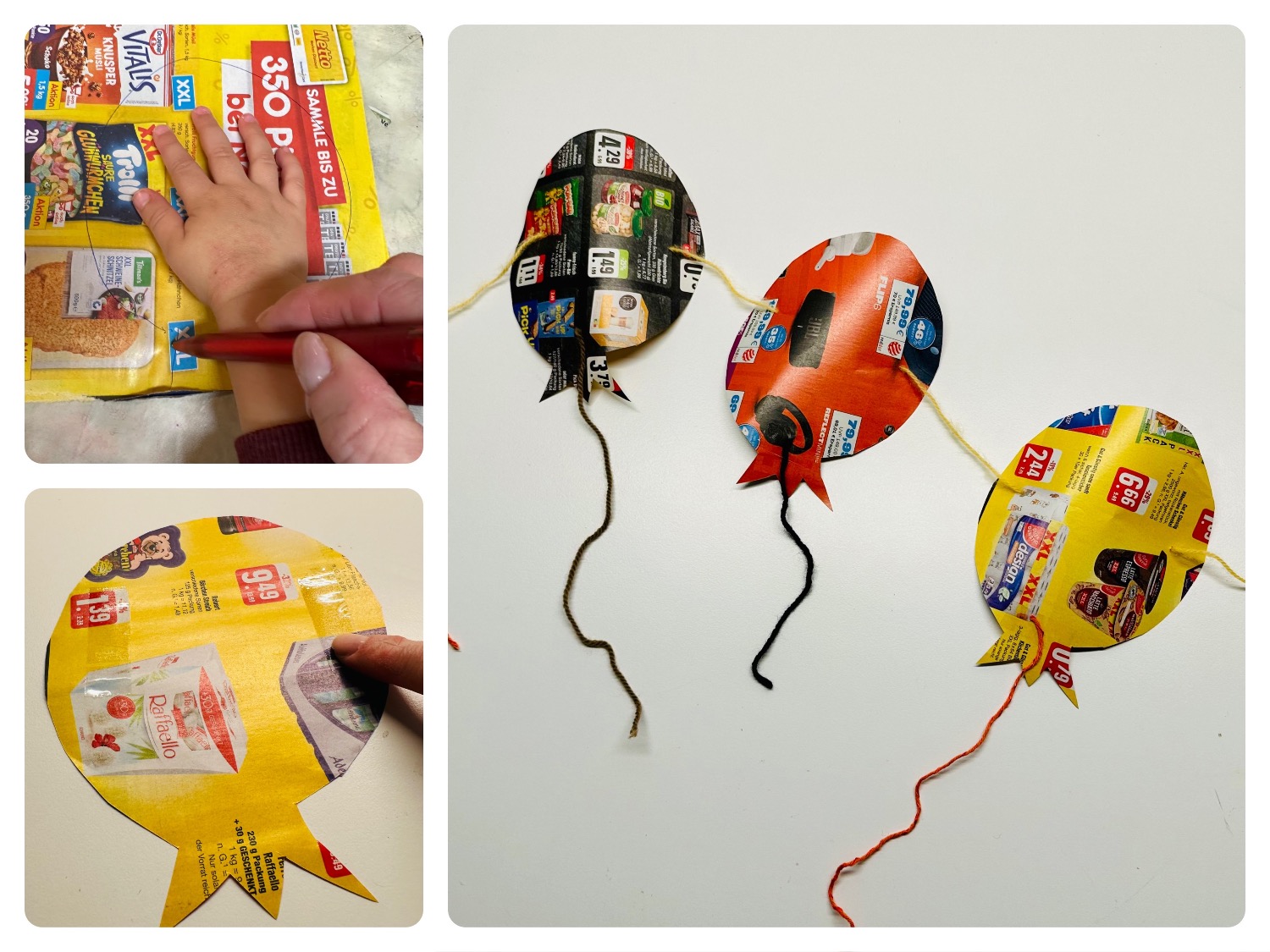 Titelbild zur Bastel- und DIY-Idee für Kinder '(1066) Luftballon Girlande (upcyceln)'