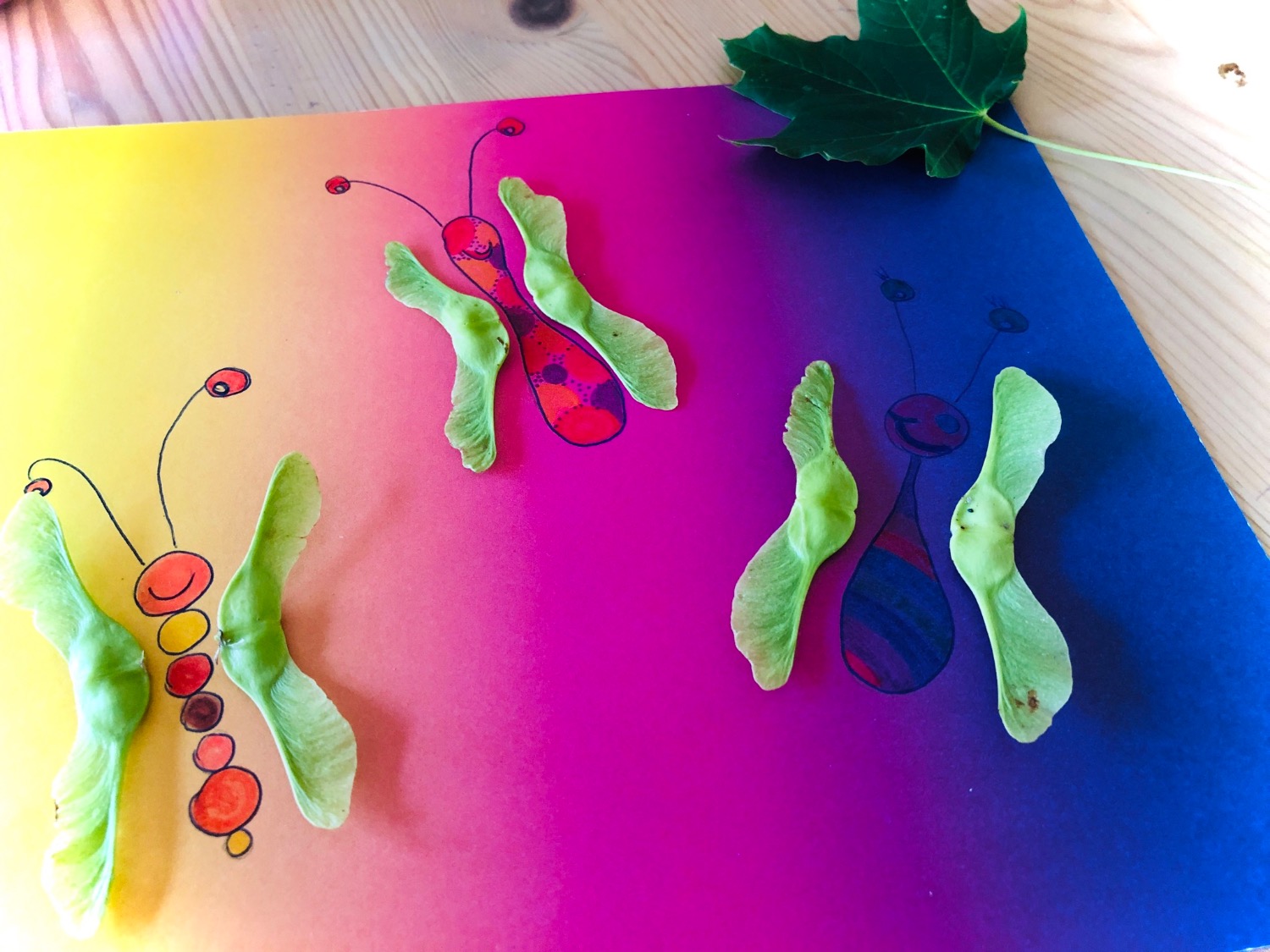 Titelbild zur Bastel- und DIY-Idee für Kinder '(301) Schmetterlinge aus Ahornsamen'
